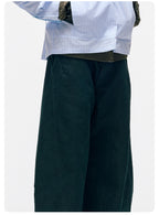 3D Curved Line x Wide Silhouette Structure Tuck Design Denim Pants LOM030