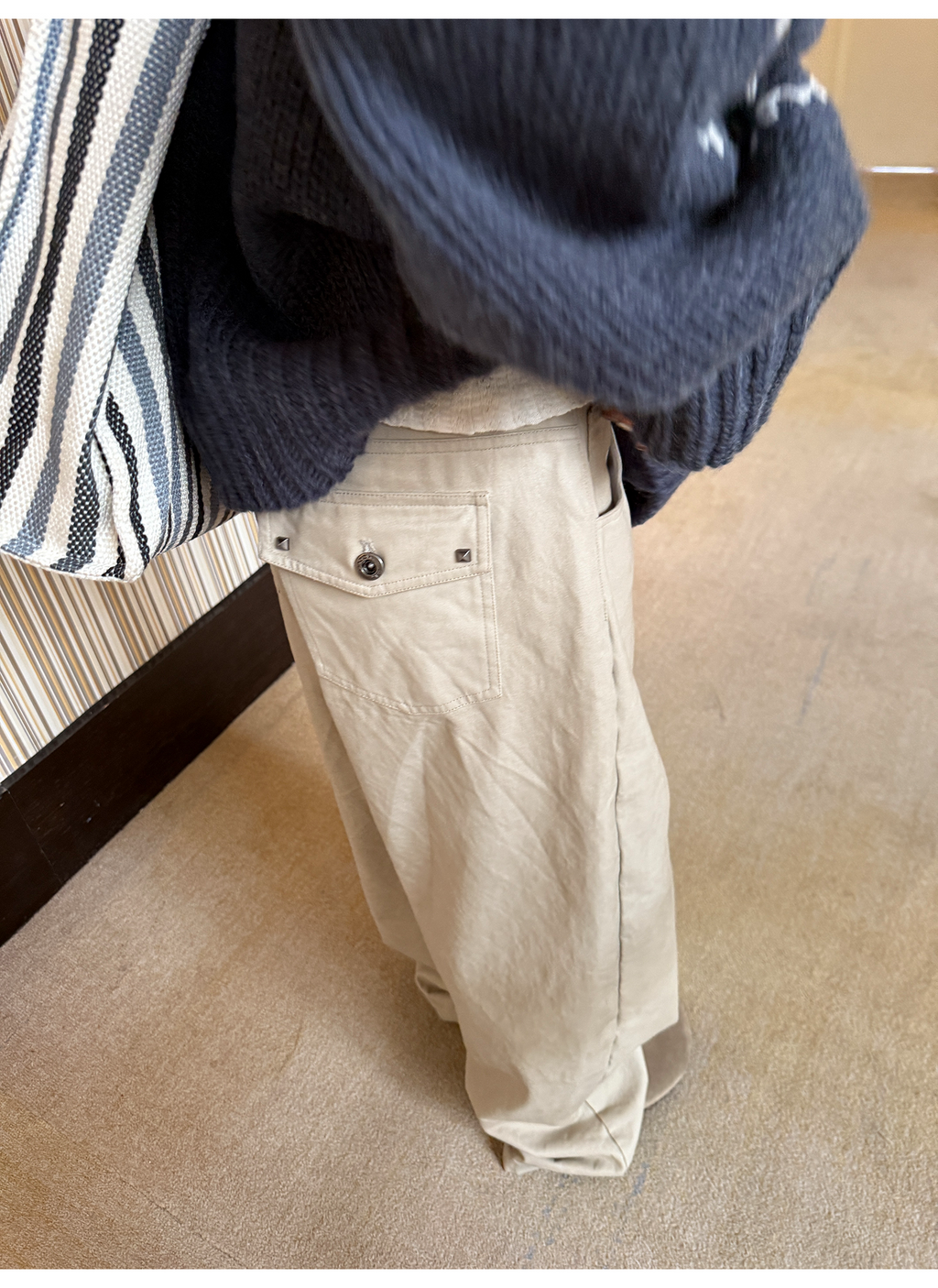 LelyMooch ウォッシュ加工×スタッズワイドパンツ　LEM243