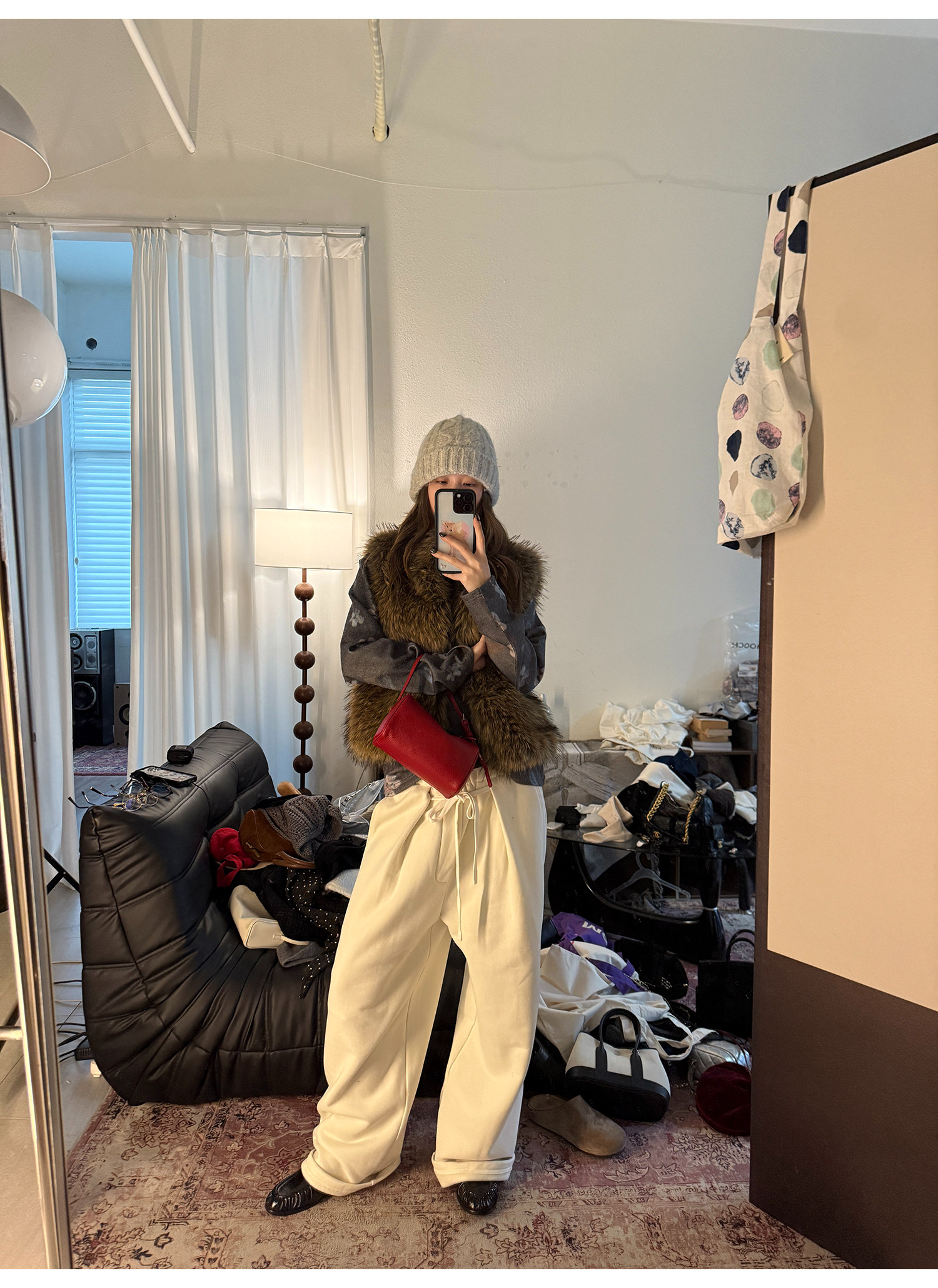 LelyMooch 裏起毛 タックイージーパンツ  LEM286