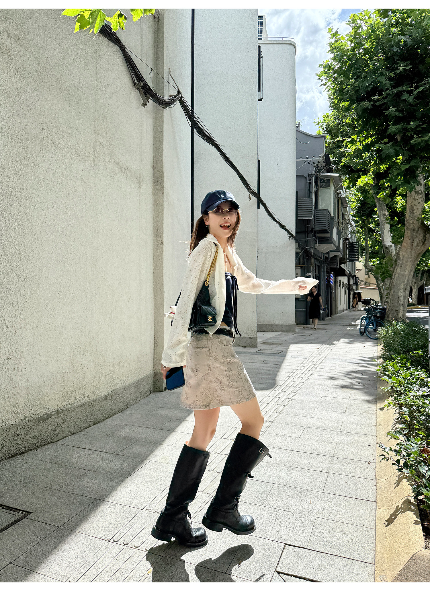 LelyMooch 花柄Aラインコットンスカート 防止めくれ加工！ LEM217