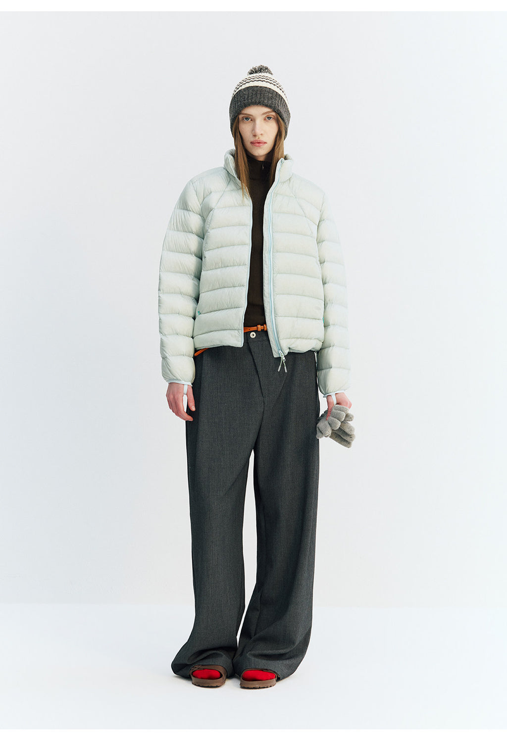 リヨセル混　不規則前立て ワイドパンツ LOM046