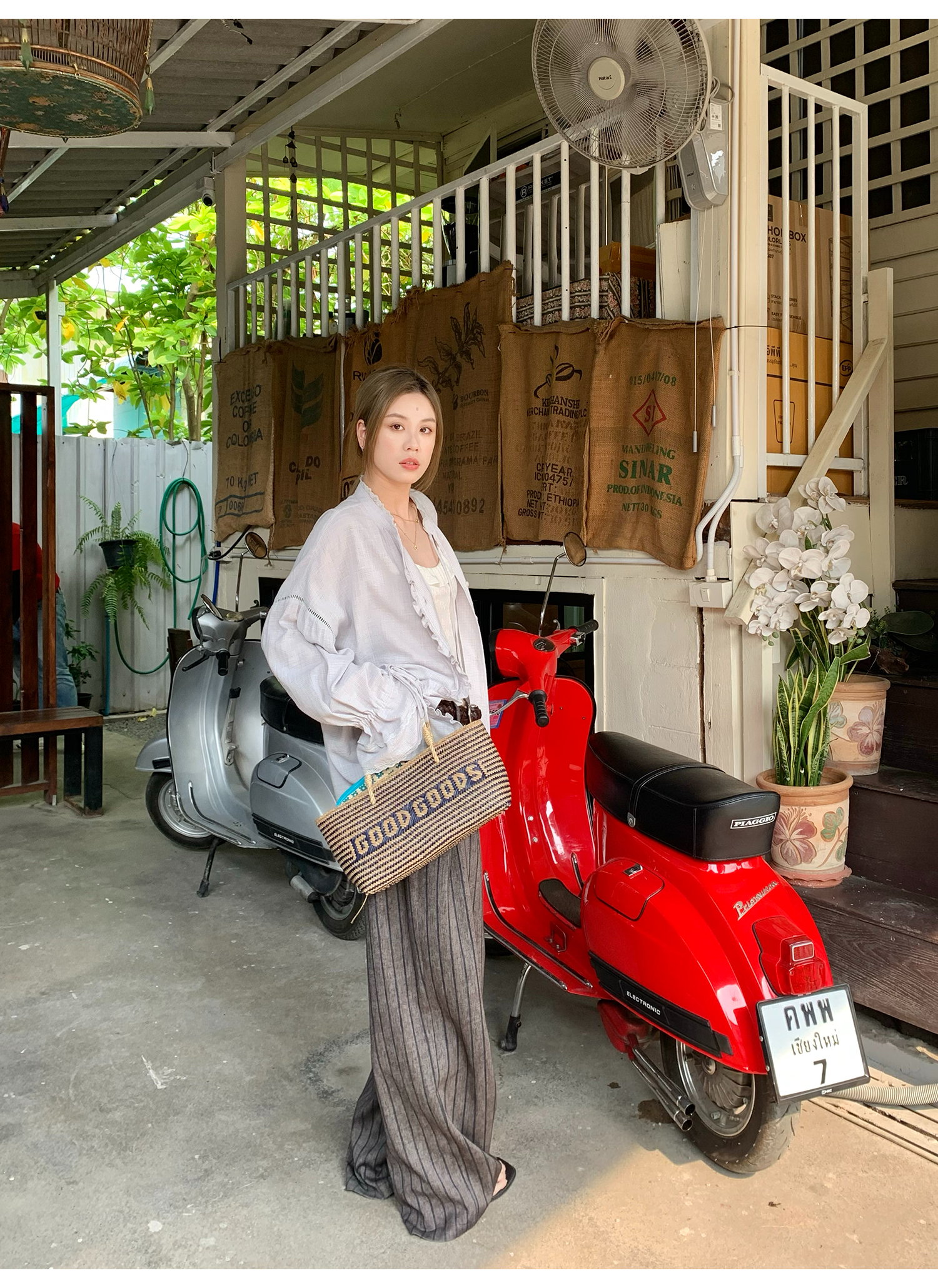 LelyMooch old money style｜ストライプスラックス  LEM140