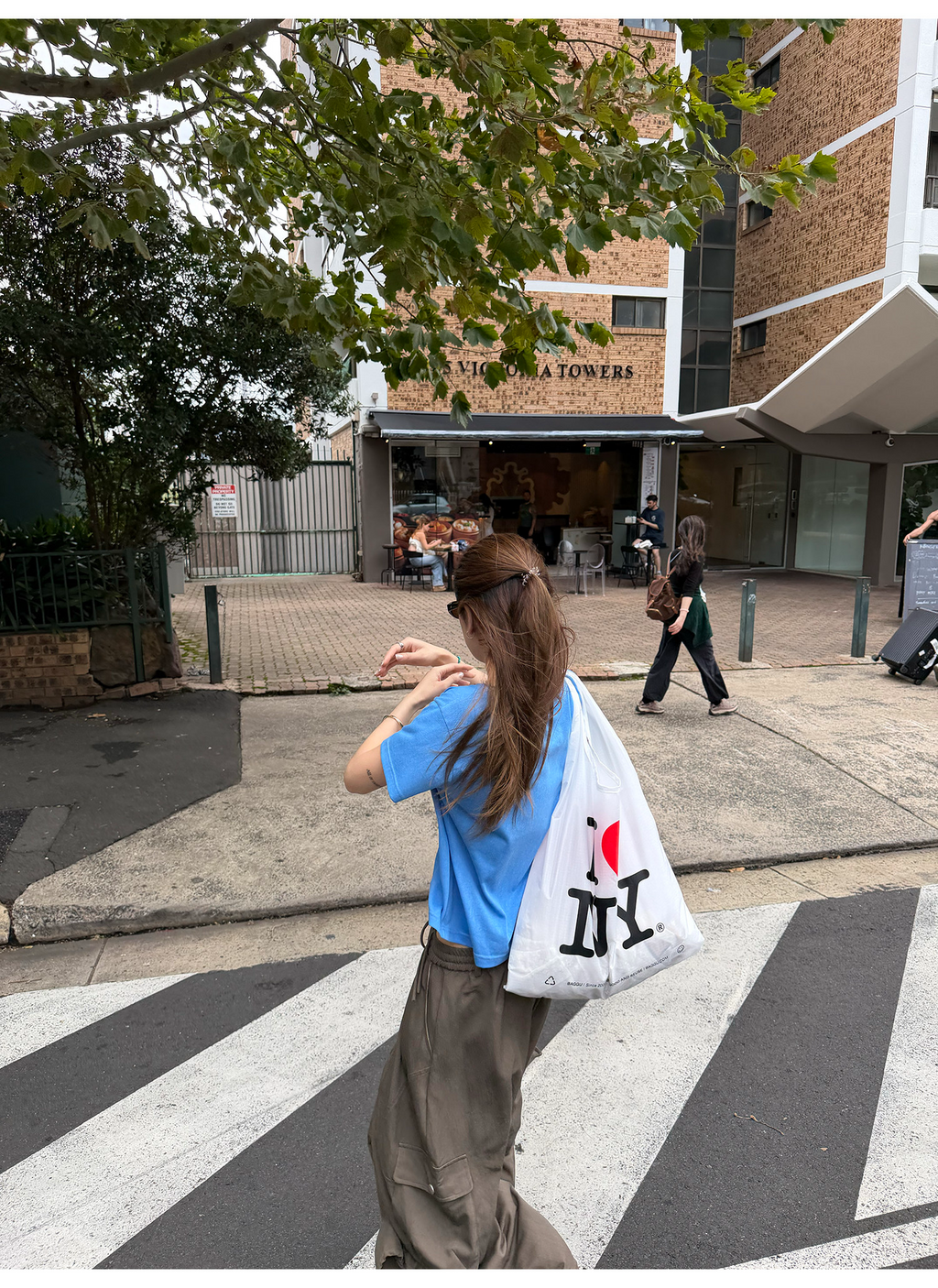 LelyMooch 配色ロゴプリント×ヴィンテージ風  スラブ綿麻 半袖Tシャツ  LEM331