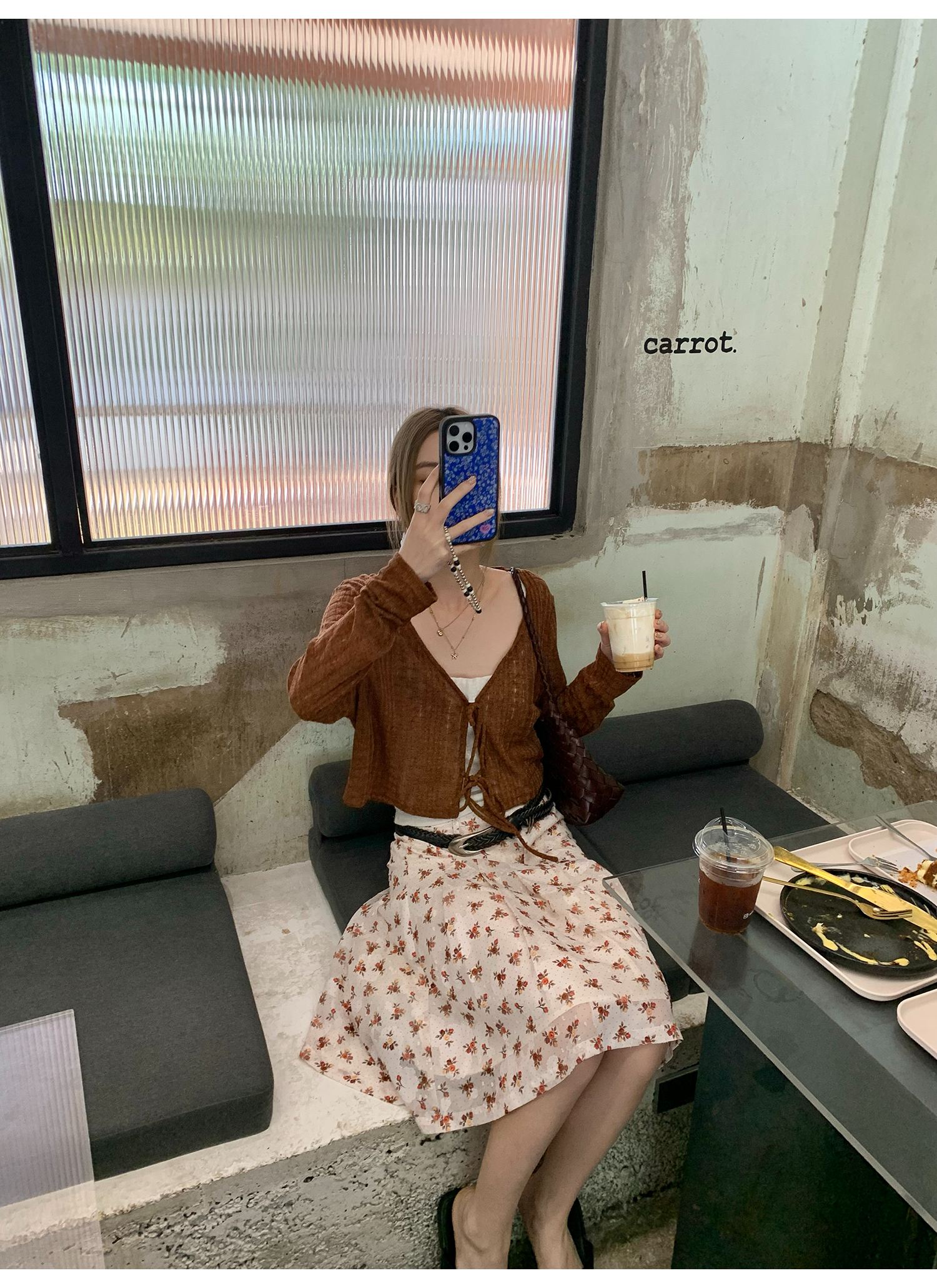 LelyMooch  レトロ小花柄プリーツシフォンスカート  LEM143