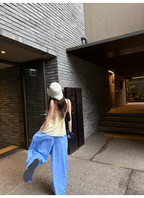 LelyMooch 爽やかブルーのバルーンカーブパンツ  LEM363