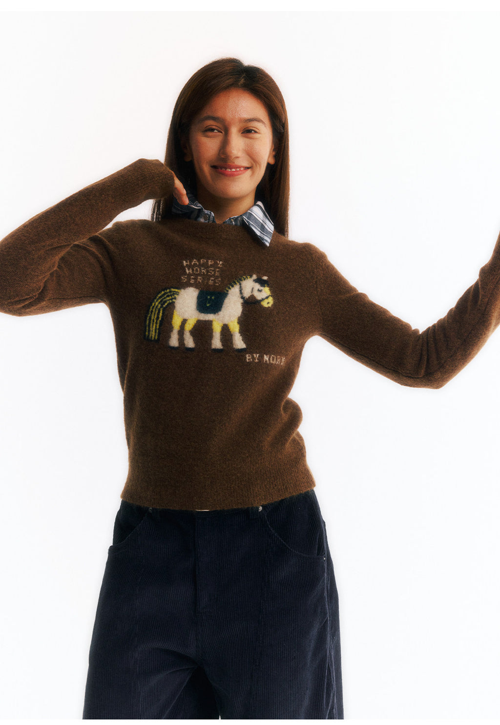 干支・馬モチーフ レトロジャカードニット  LOM040