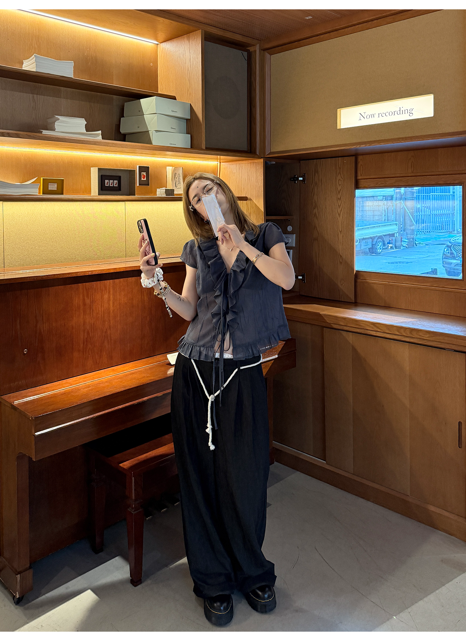 LelyMooch リボン付とろみパンツ　LEM167