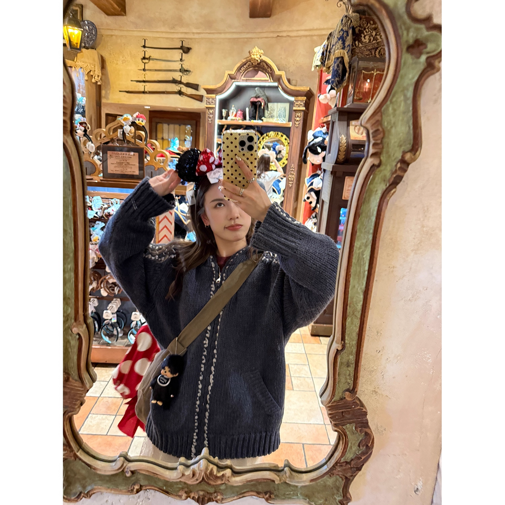 LelyMooch ケーブル編み×バイカラーフーディ  LEM246