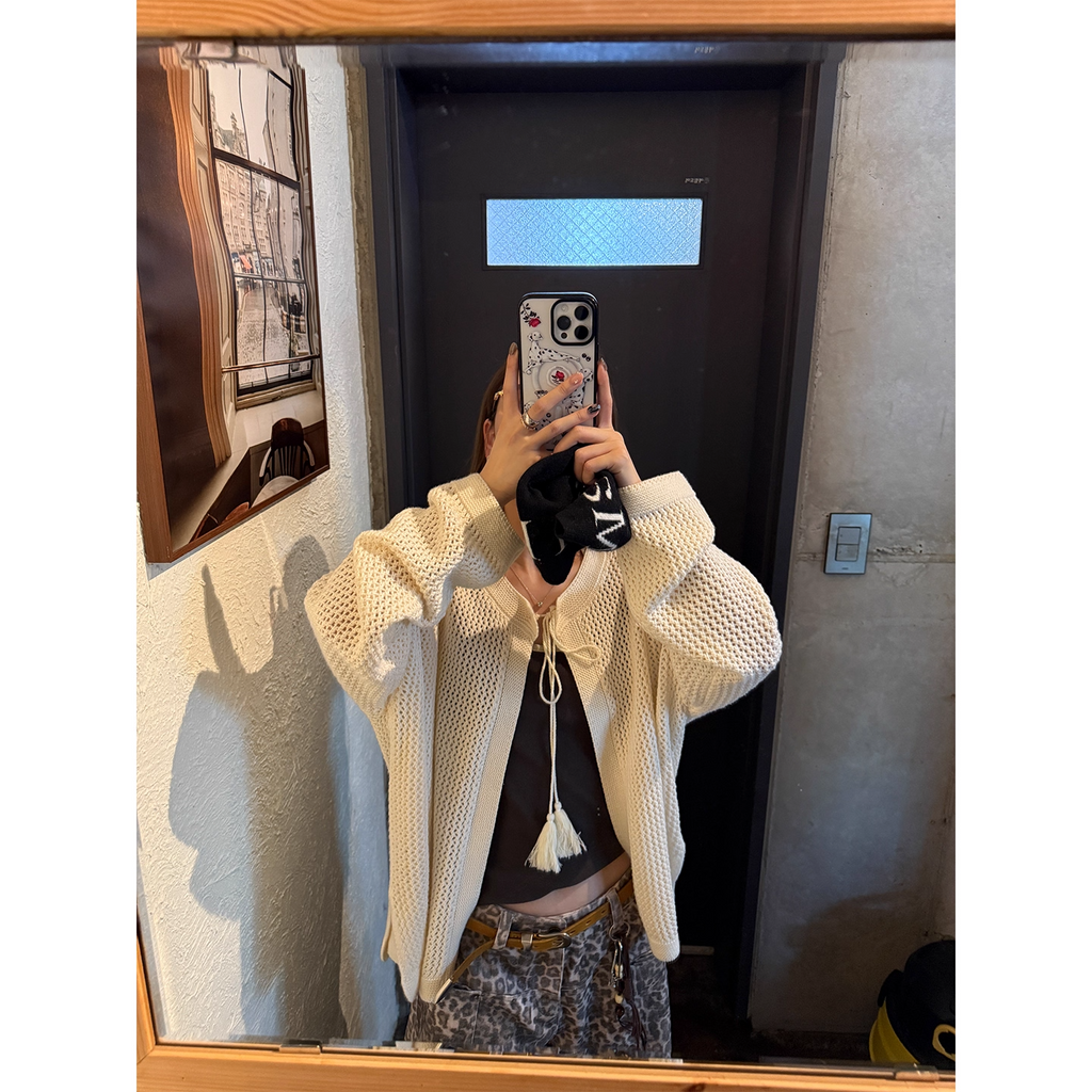 LelyMooch ゆるニットフリンジカーディガン  LEM249