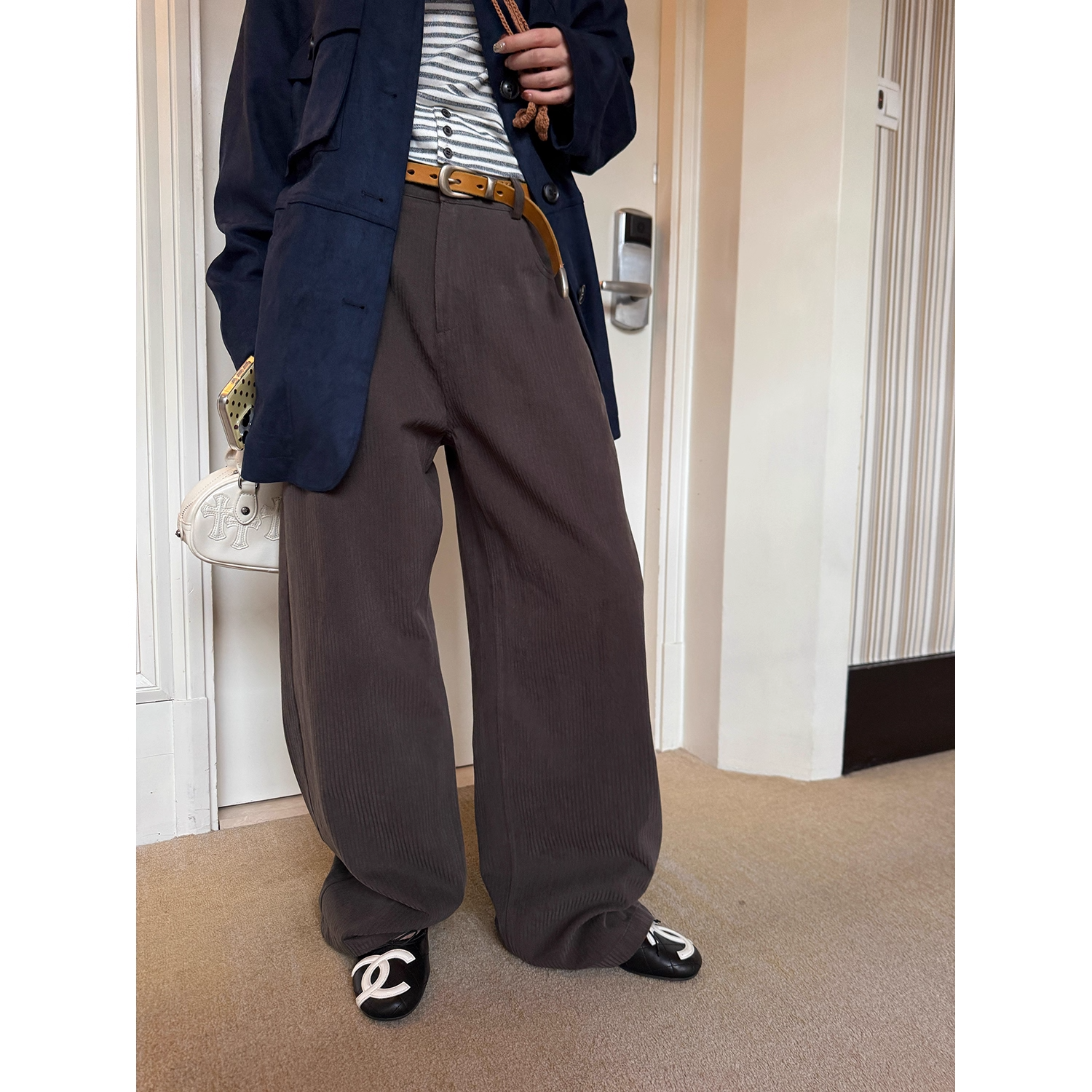 LelyMooch ダークグレーストライプパンツ  LEM244