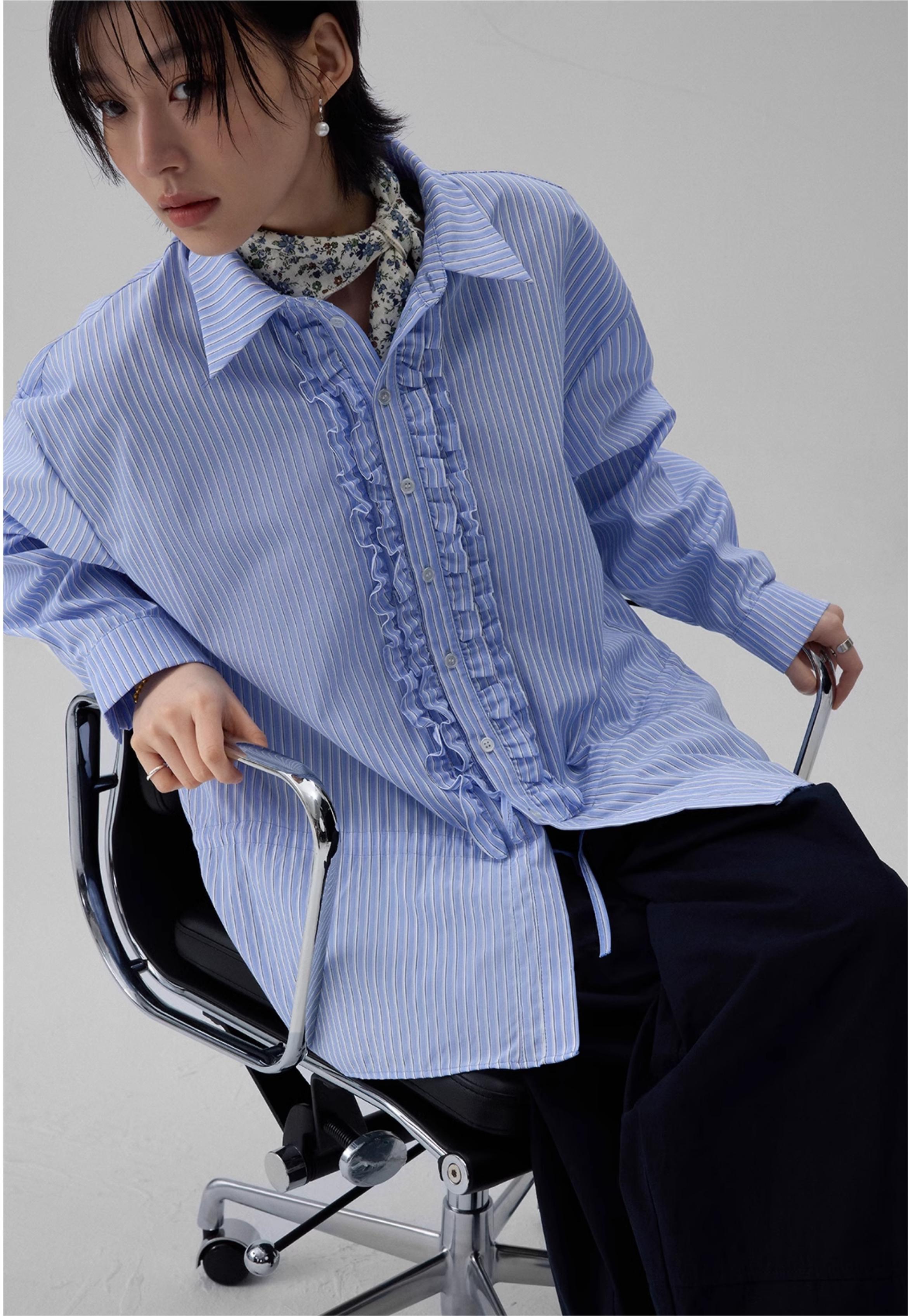 LoomL  ブルーストライプシャツ  LOM011