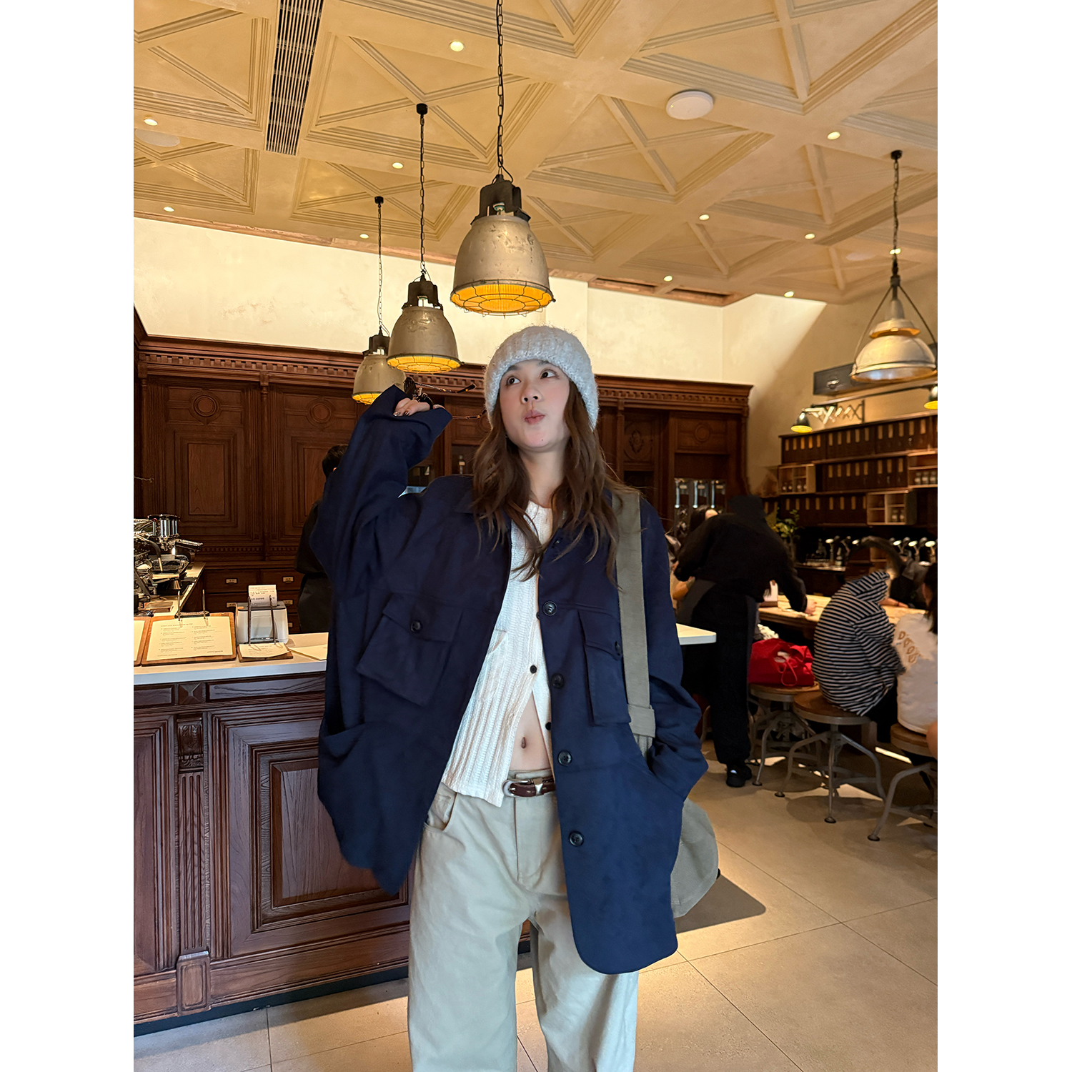 LelyMooch あったかフリース×スエードジャケット  LEM238