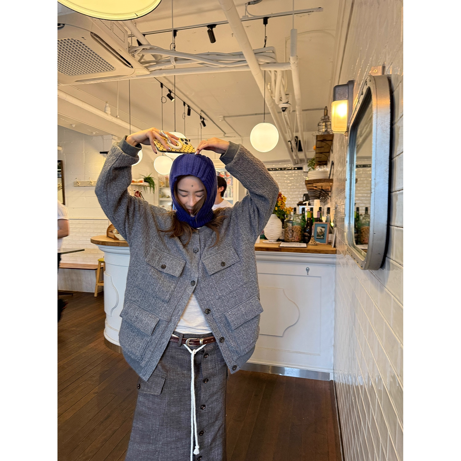 LelyMooch ヴィンテージ絞り編みニットジャケット　LEM263