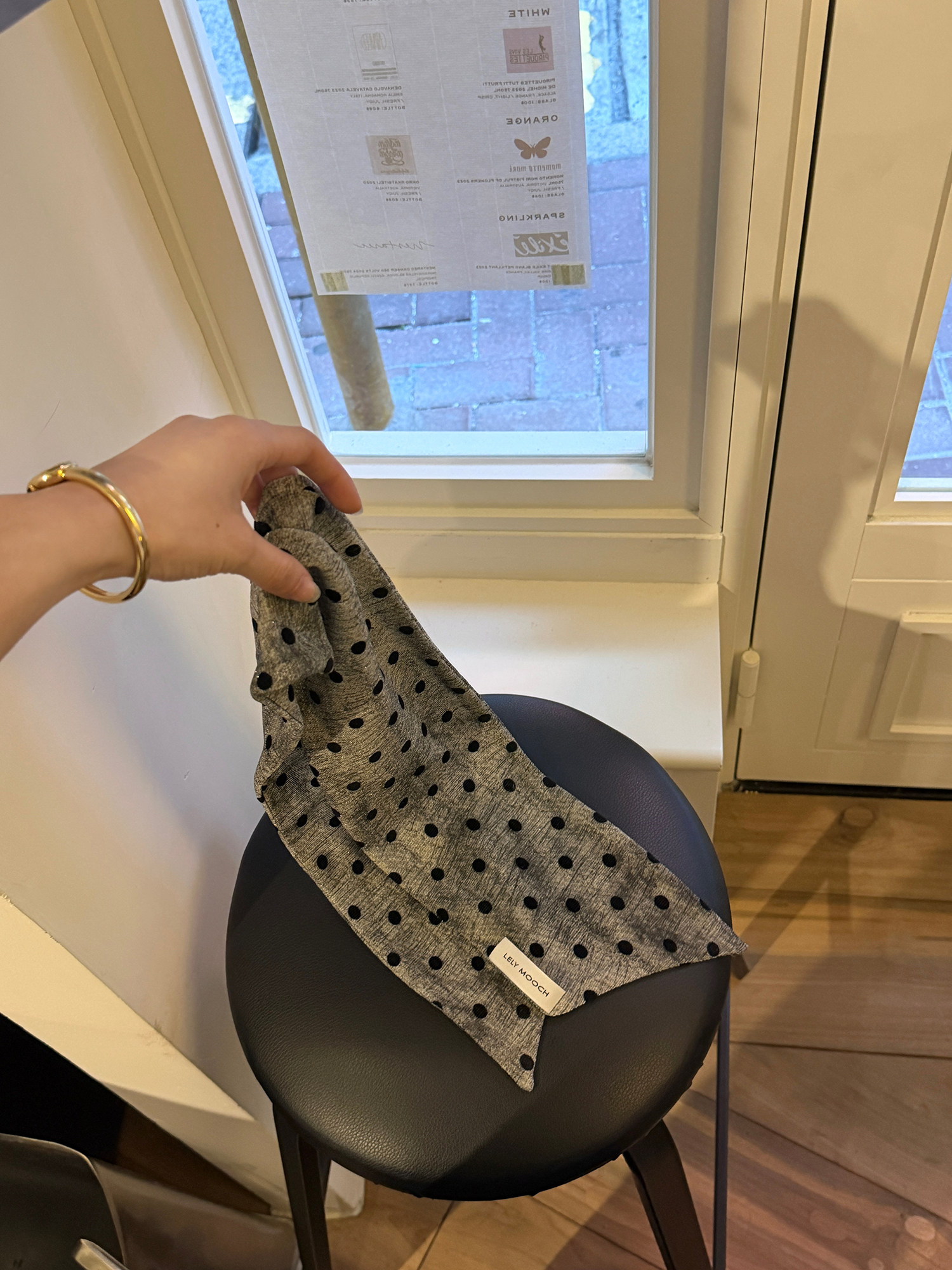 LelyMooch Sciarpa trasparente a pois Grigio sfumato Accento retrò LEM327