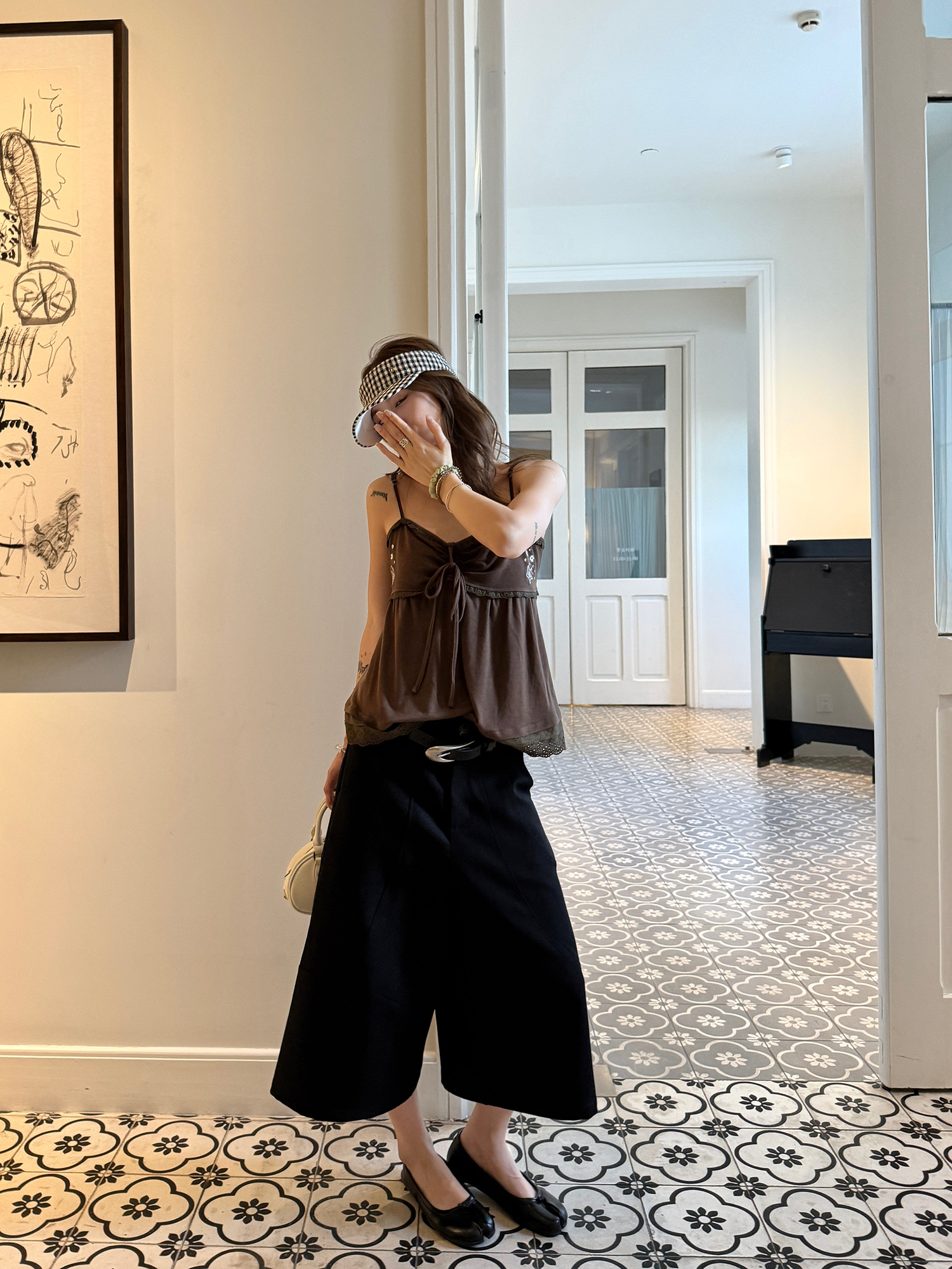 LelyMooch Aライン ワイドパンツ七分丈  LEM202