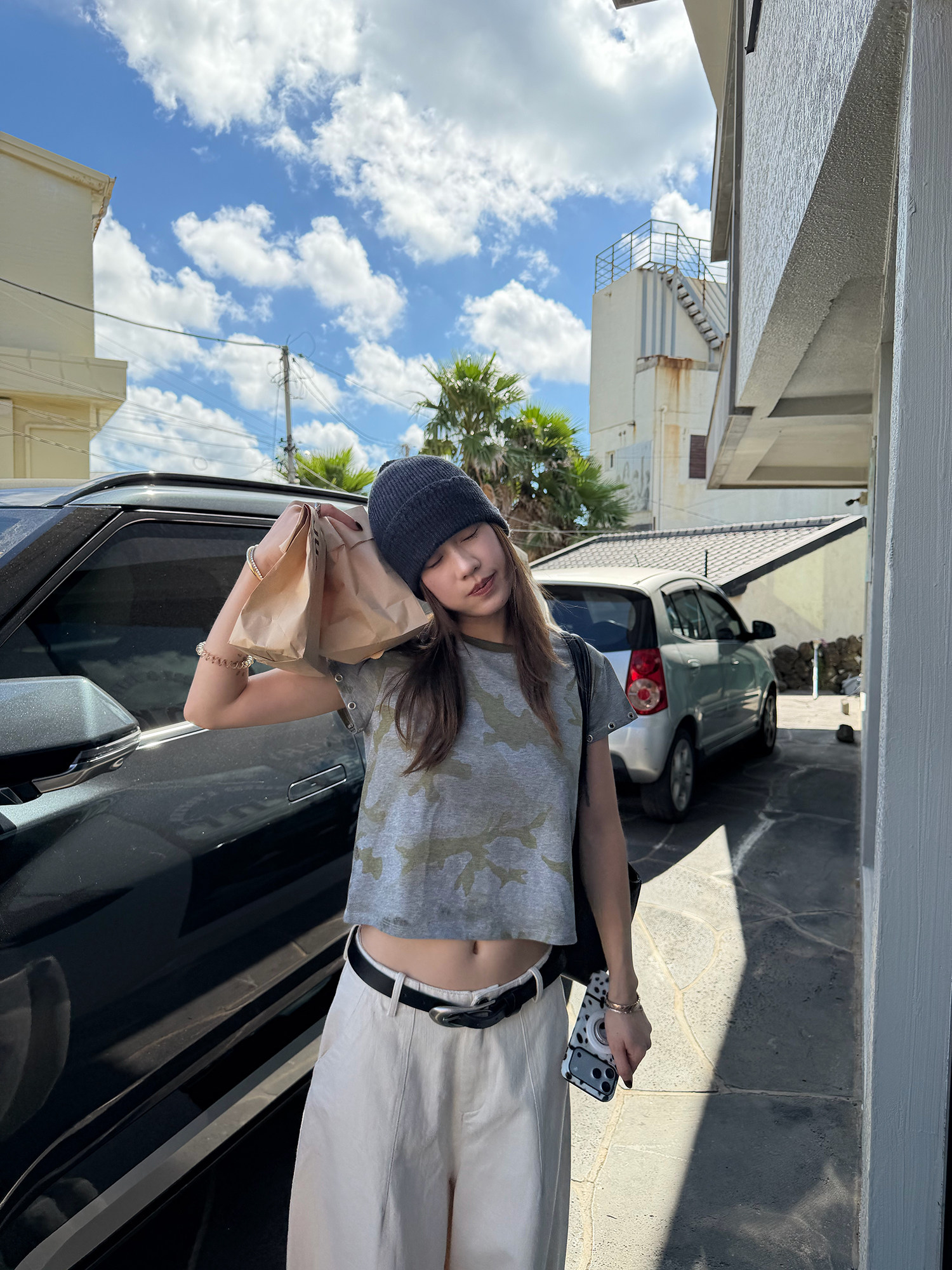 LelyMooch ウォッシュ迷彩 コンパクトTシャツ　LEM393