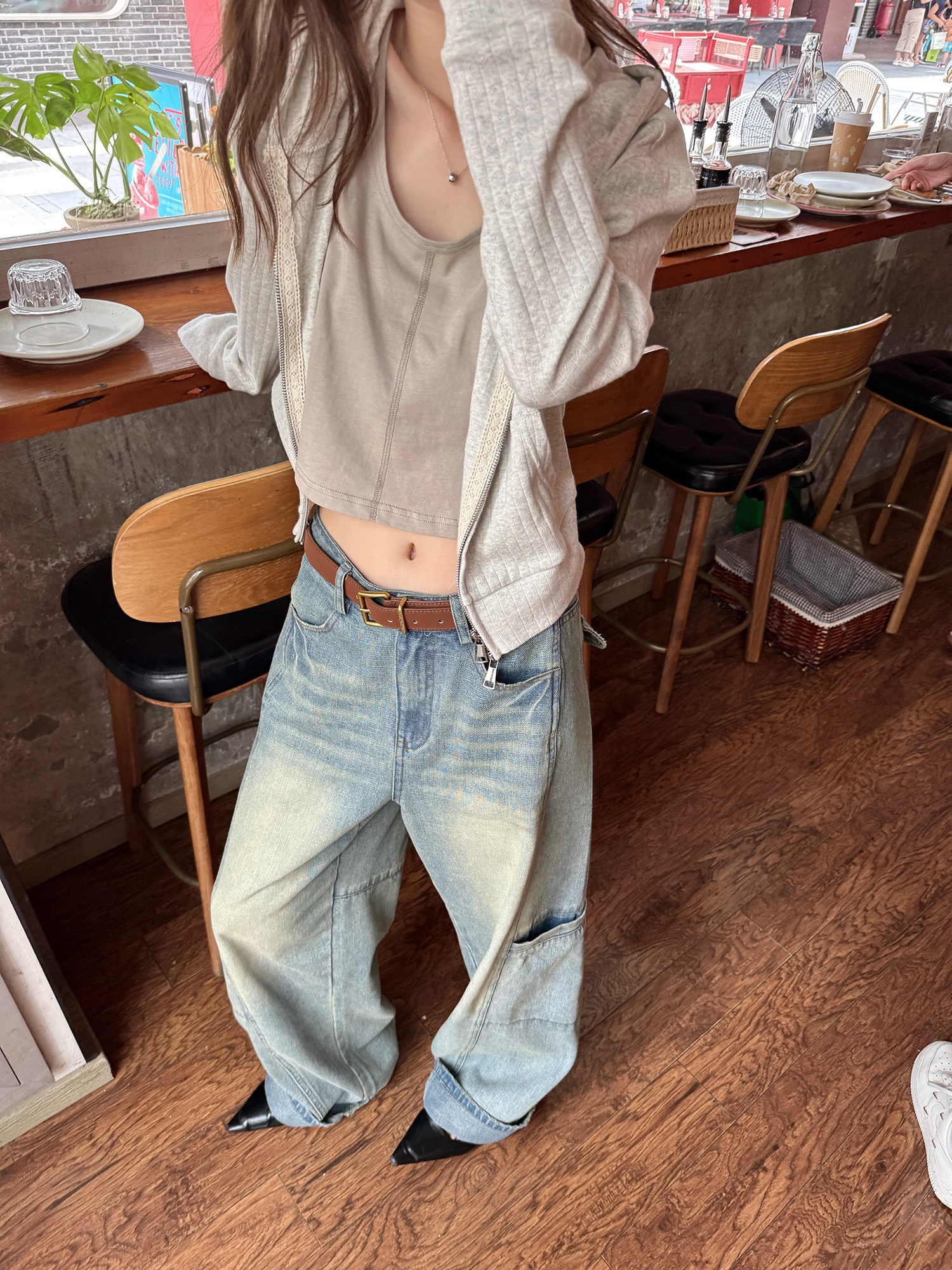 LelyMooch ヴィンテージウォッシュ デニムパンツ  LEM224