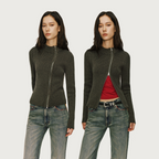Maglione lavorato a maglia obliquo a mezza altezza con zip e struttura LOM036