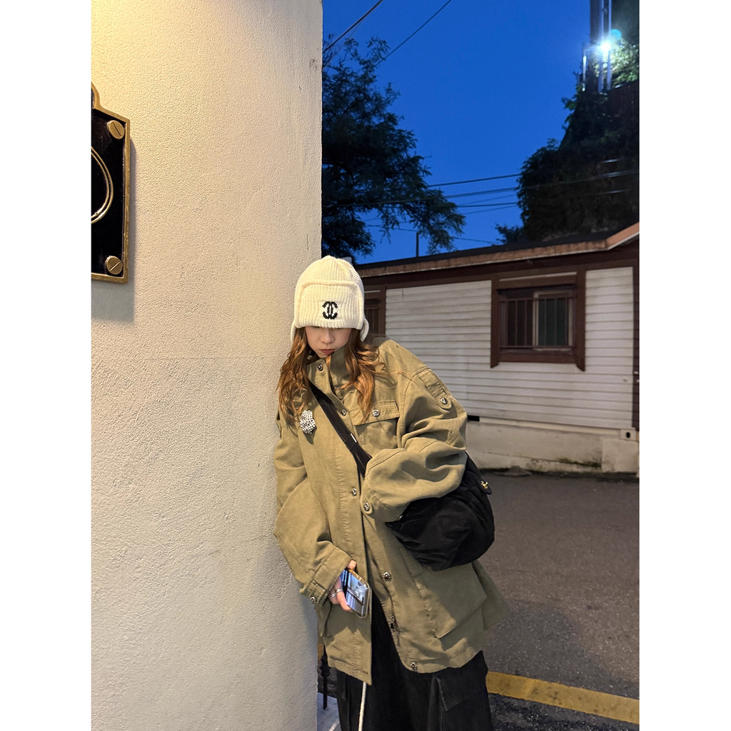 LelyMooch ヴィンテージ風クロスボタンワークジャケット  LEM262