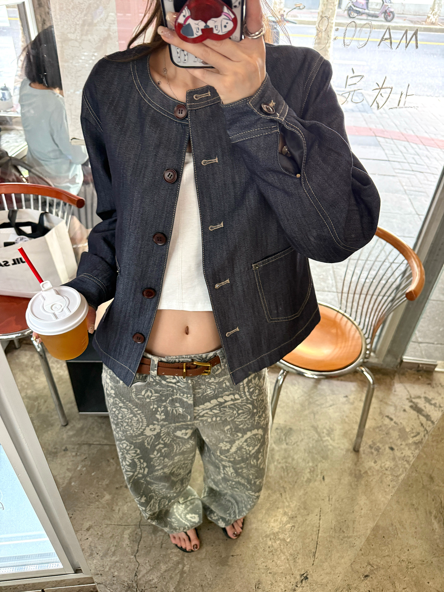 LelyMooch ショート丈 デニム風 ジャケット  LEM222