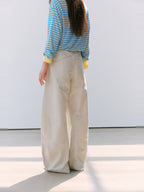 ウォッシュドコットン カーブワイドパンツ  LOM106