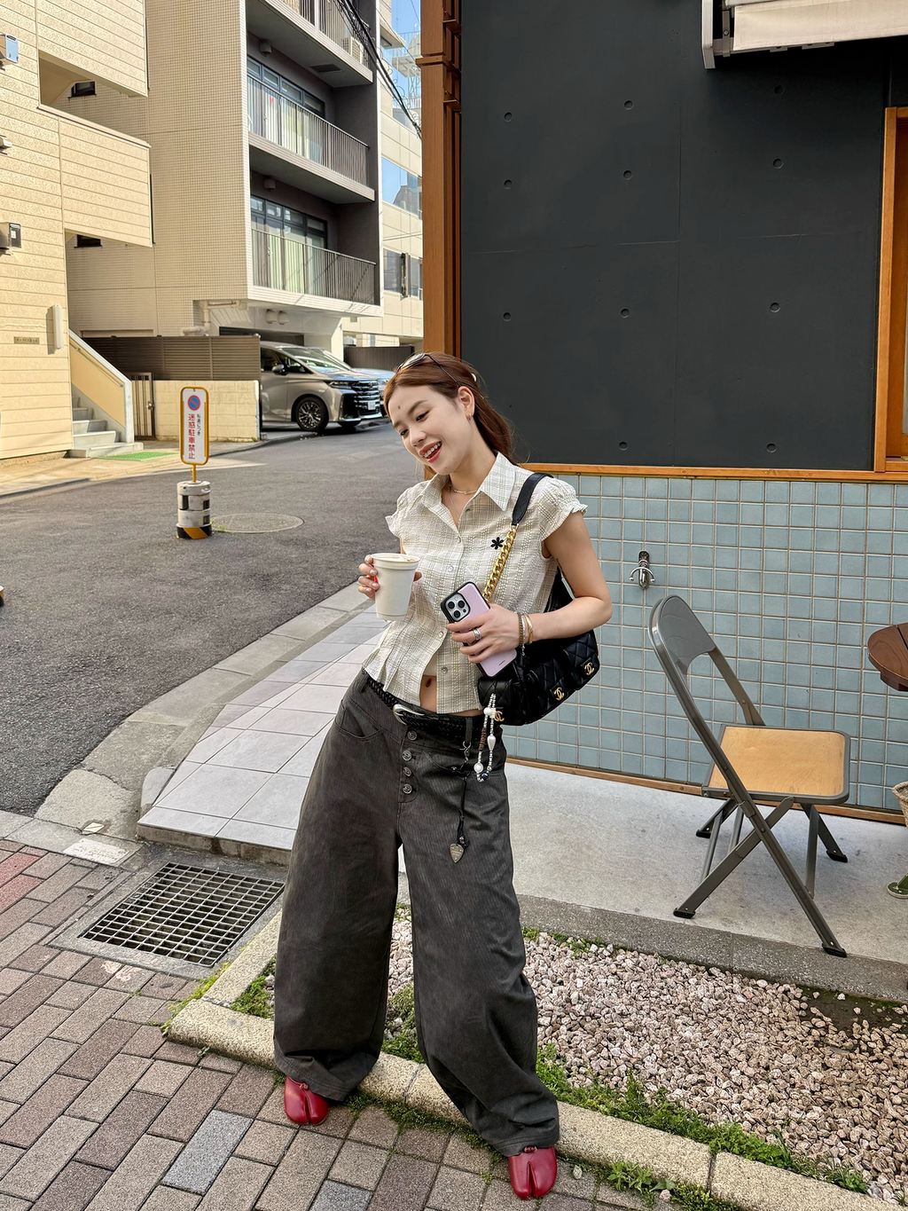 LelyMooch ヴィンテージツイル・美脚ワイドパンツ  LEM180