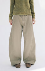 3D Curved Line x Wide Silhouette Structure Tuck Design Denim Pants LOM030