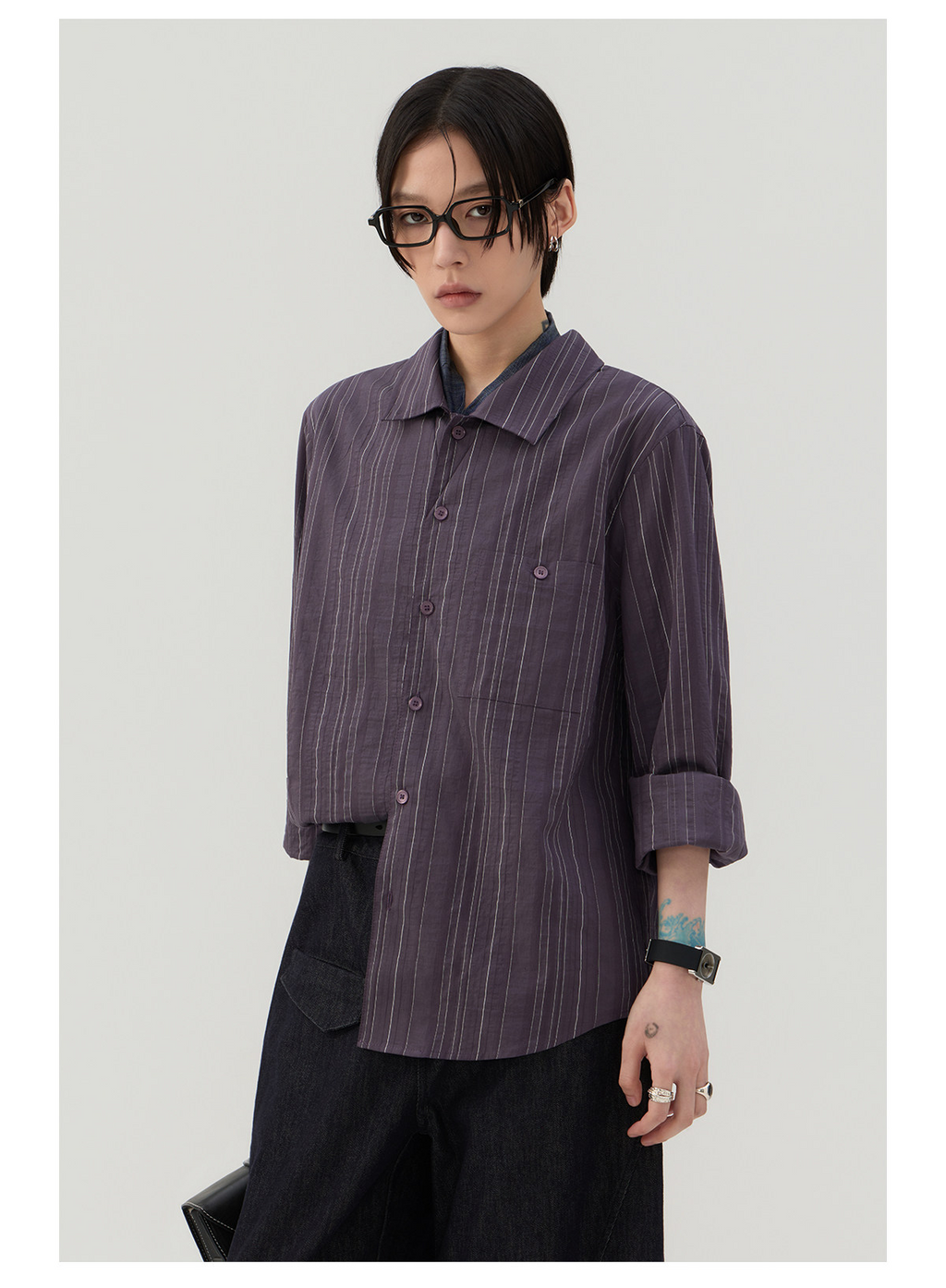 細縦縞 レギュラーシャツ  LOM043