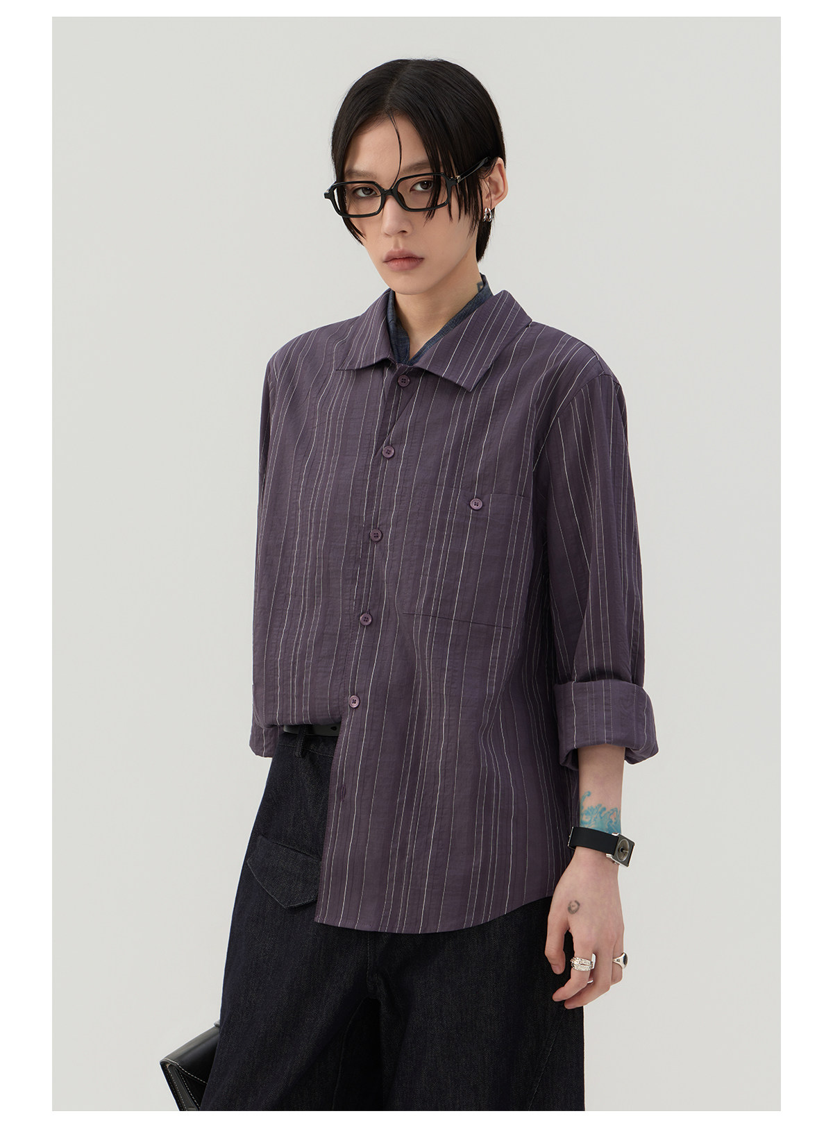 細縦縞 レギュラーシャツ  LOM043