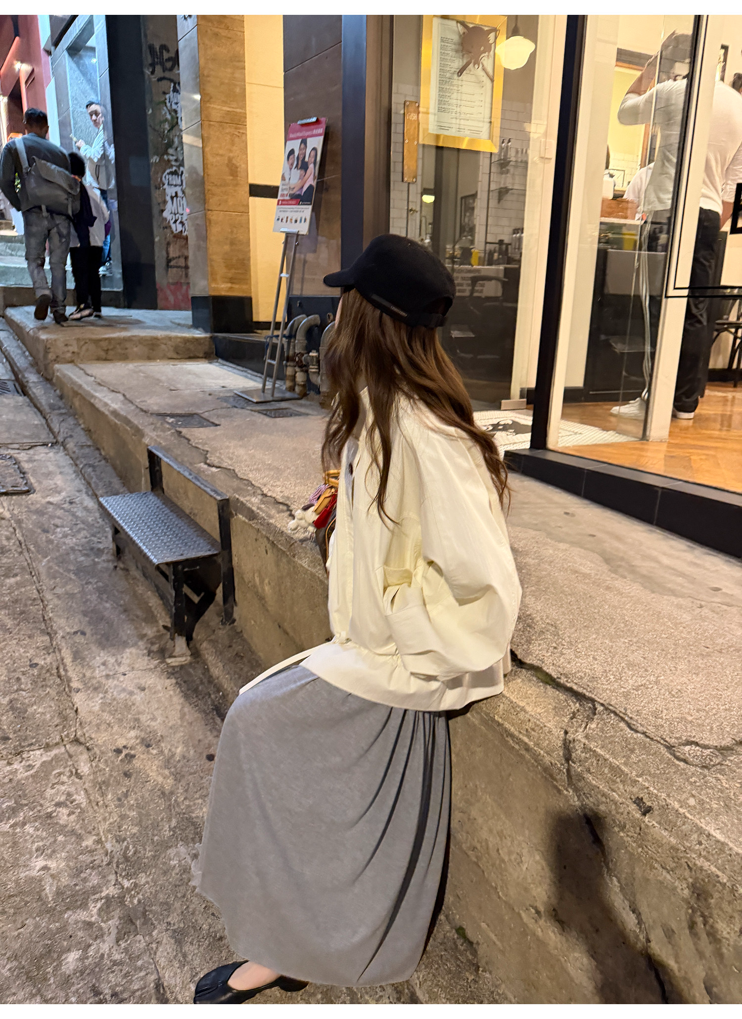 LelyMooch 立ち襟 ドロスト ミドル丈コート  LEM317