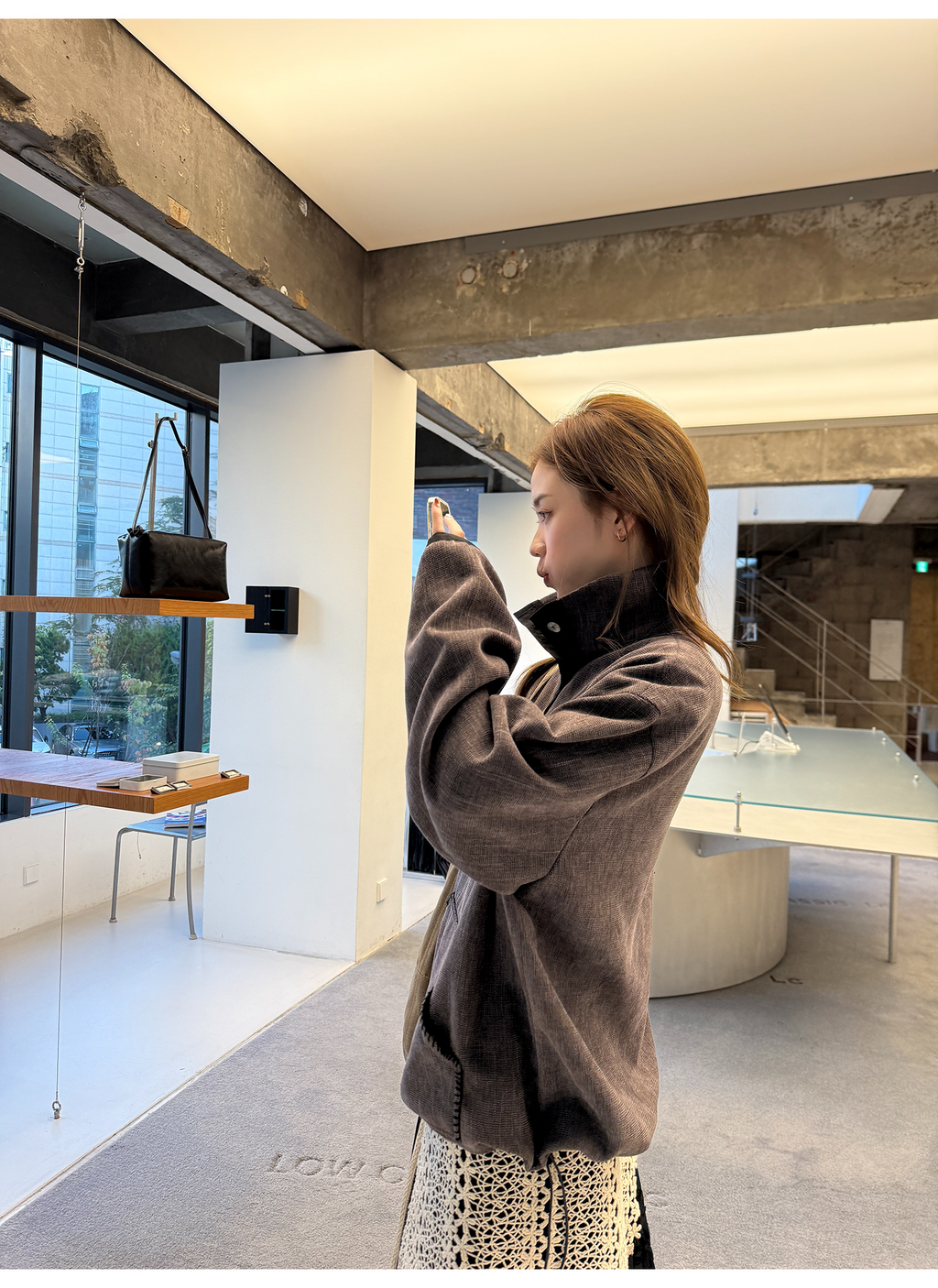 LelyMooch ステッチ入り立ち襟スウェット  LEM253