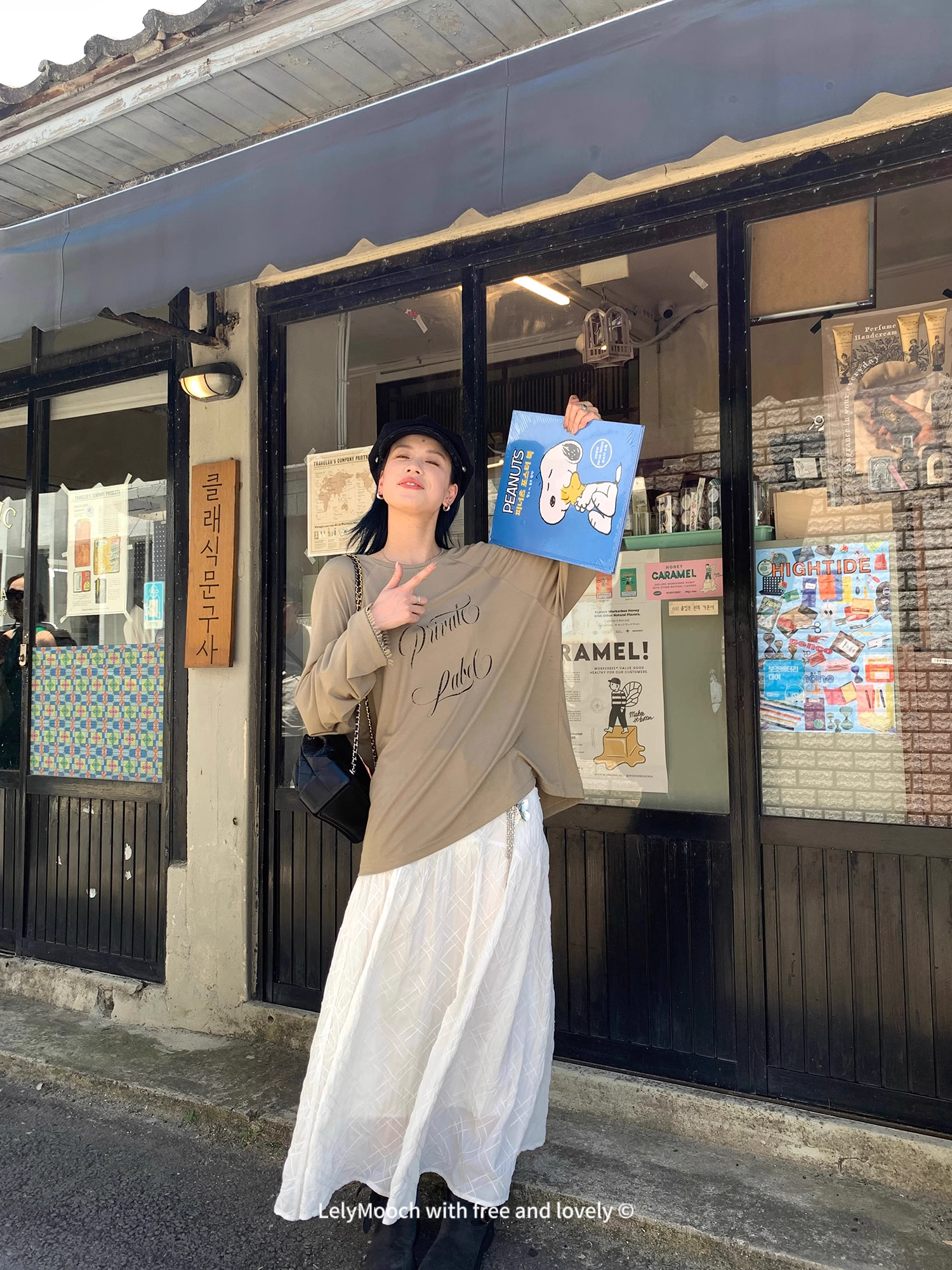 LelyMooch   立体格子柄 ホワイトスカート  LEM040