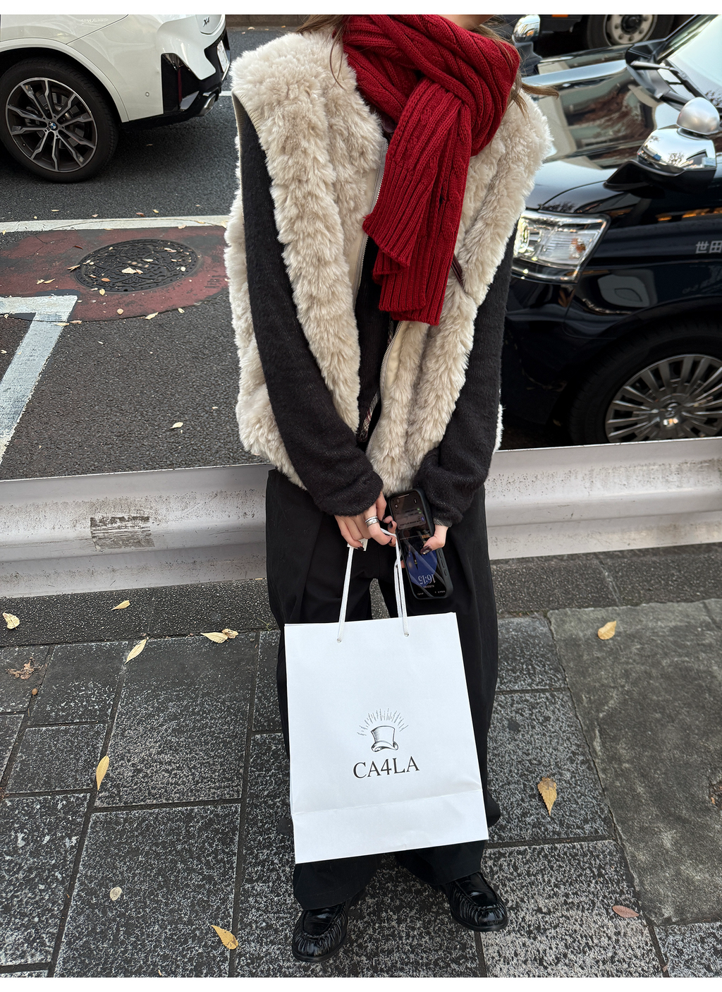 LelyMooch エコファー×ボア リバーシブルショートジレ  LEM279