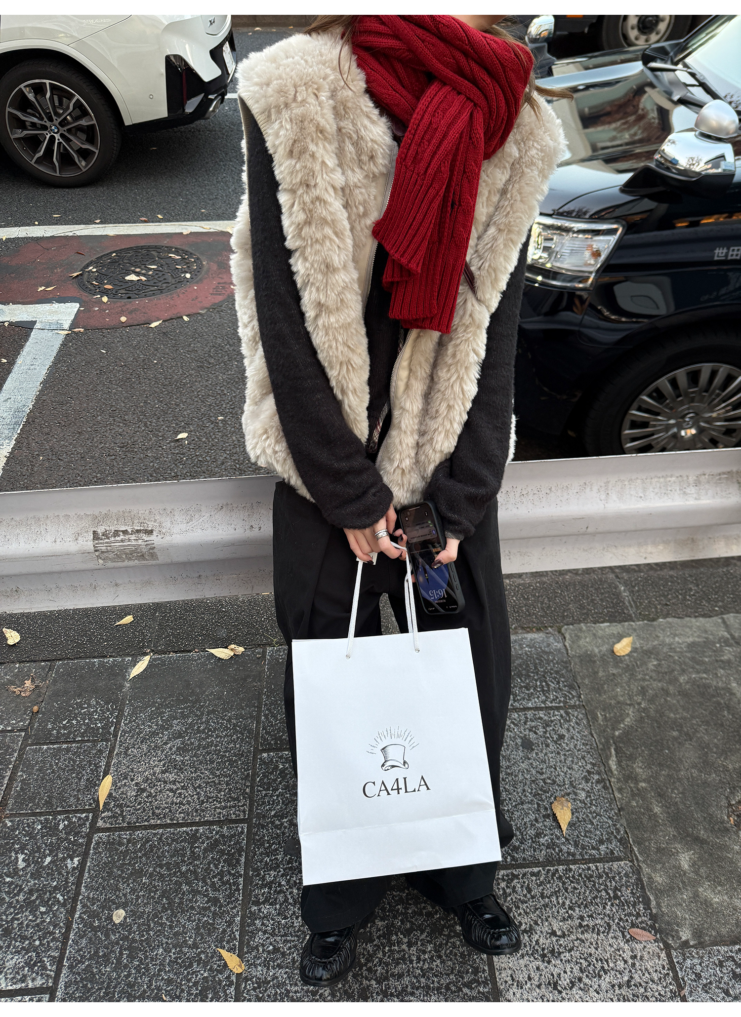 LelyMooch エコファー×ボア リバーシブルショートジレ  LEM279