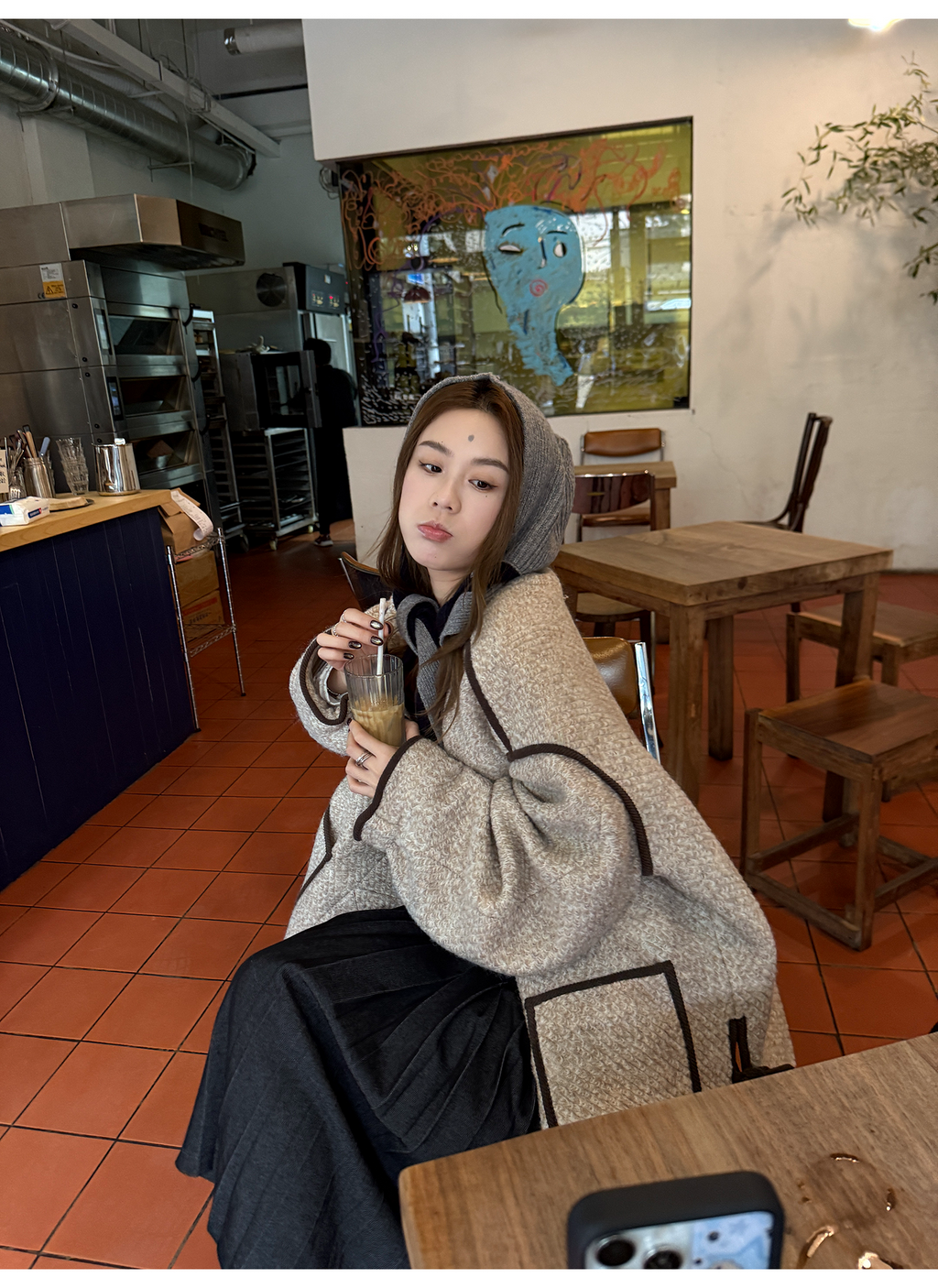 LelyMooch 配色パイピング ループウールジャケット　LEM278