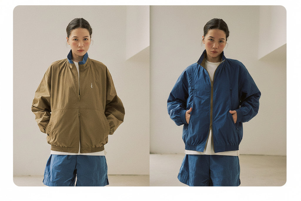 防風×配色リバーシブル仕様 立ち襟スポーツジャケット  LOM032