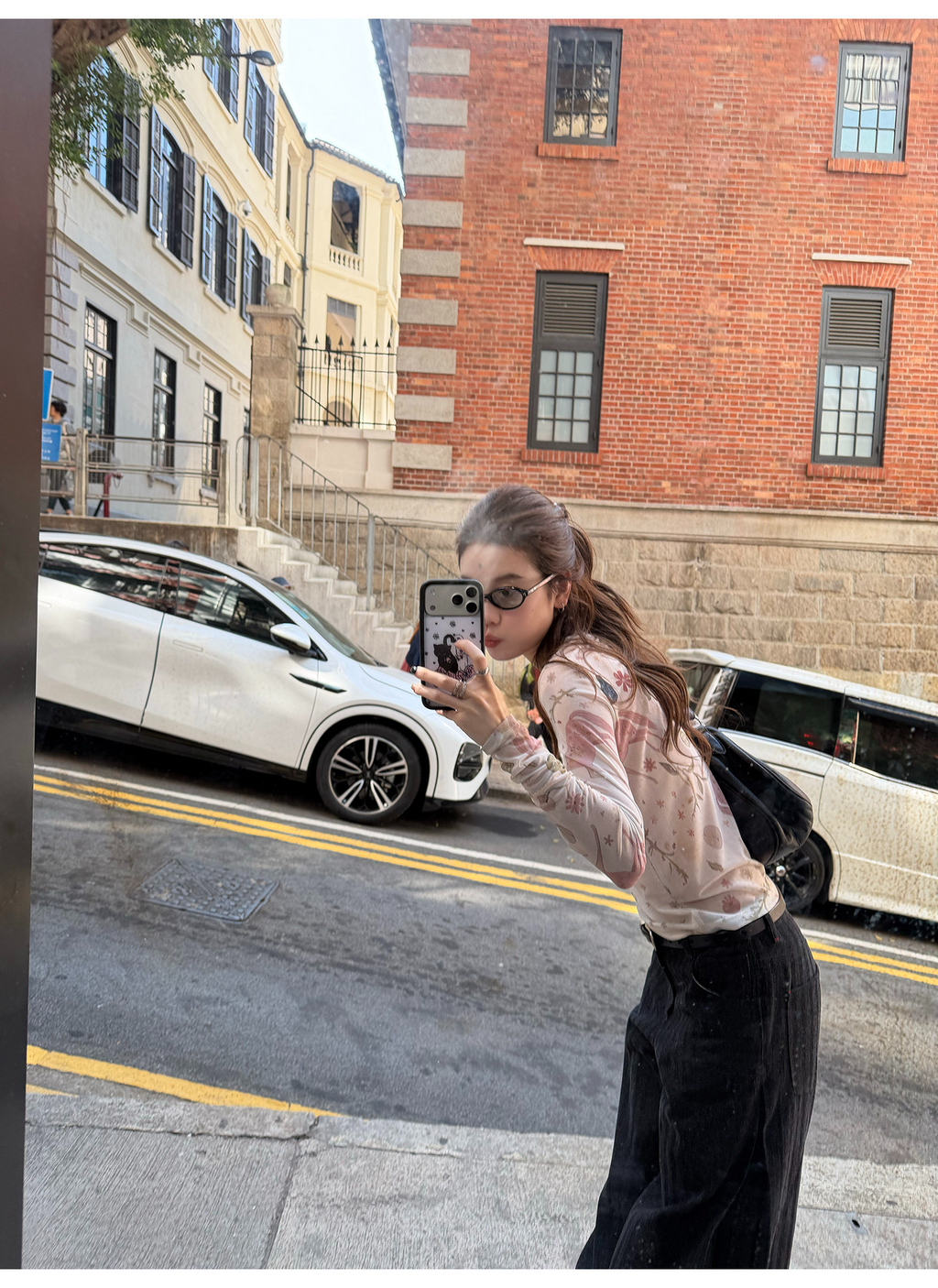 LelyMooch アート総柄シアーメッシュトップス  LEM314