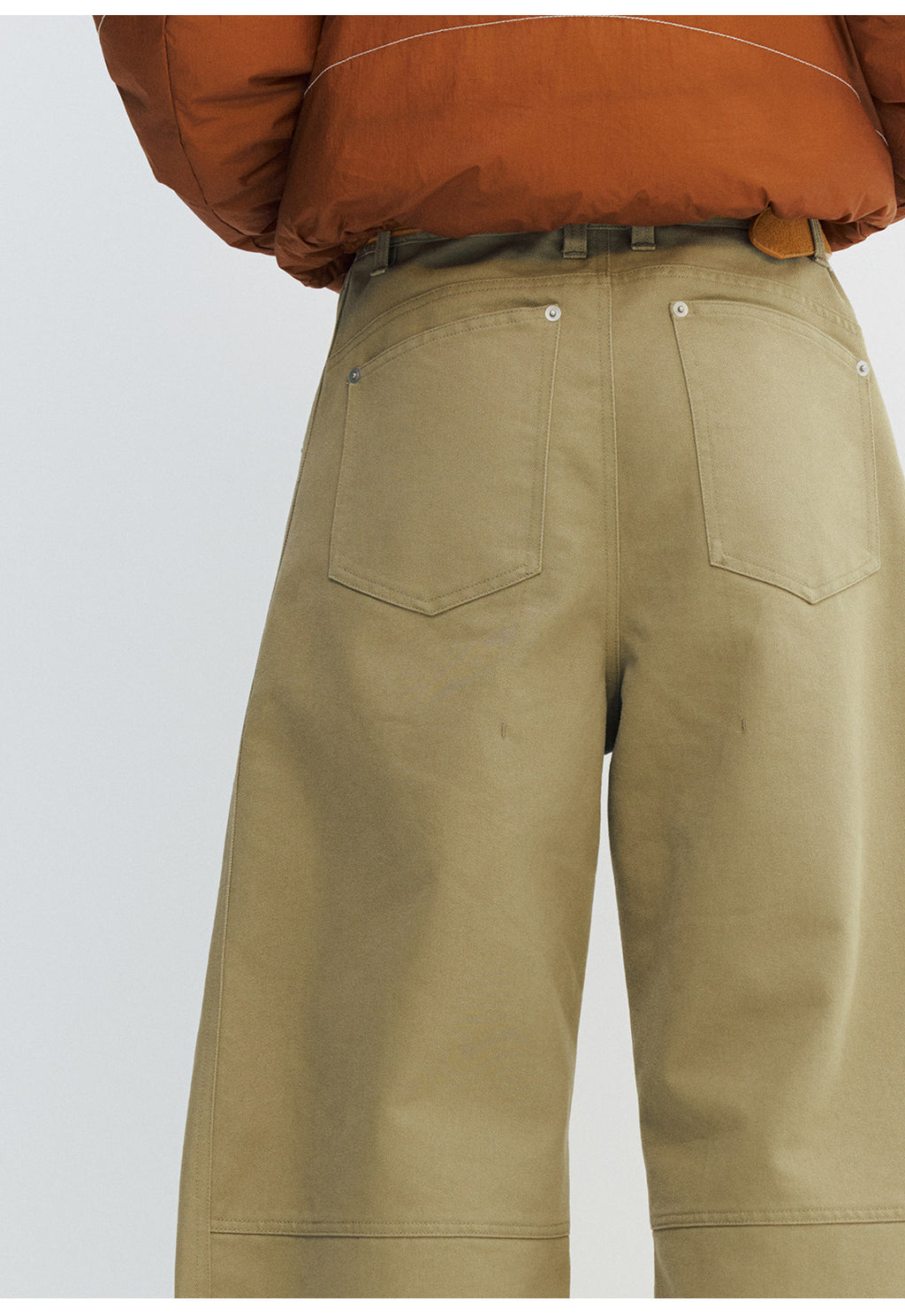 カーブ切替デザイン ツイルバレルパンツ  LOM050