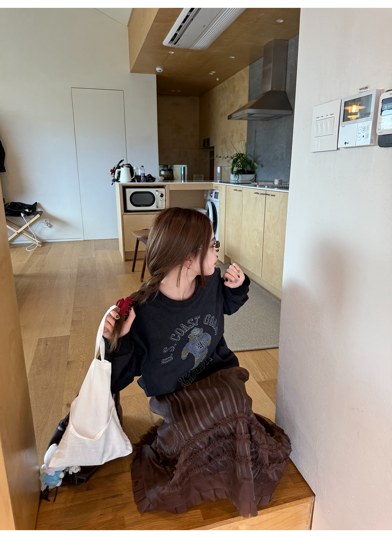 LelyMooch くまプリント古着風スウェット  LEM231