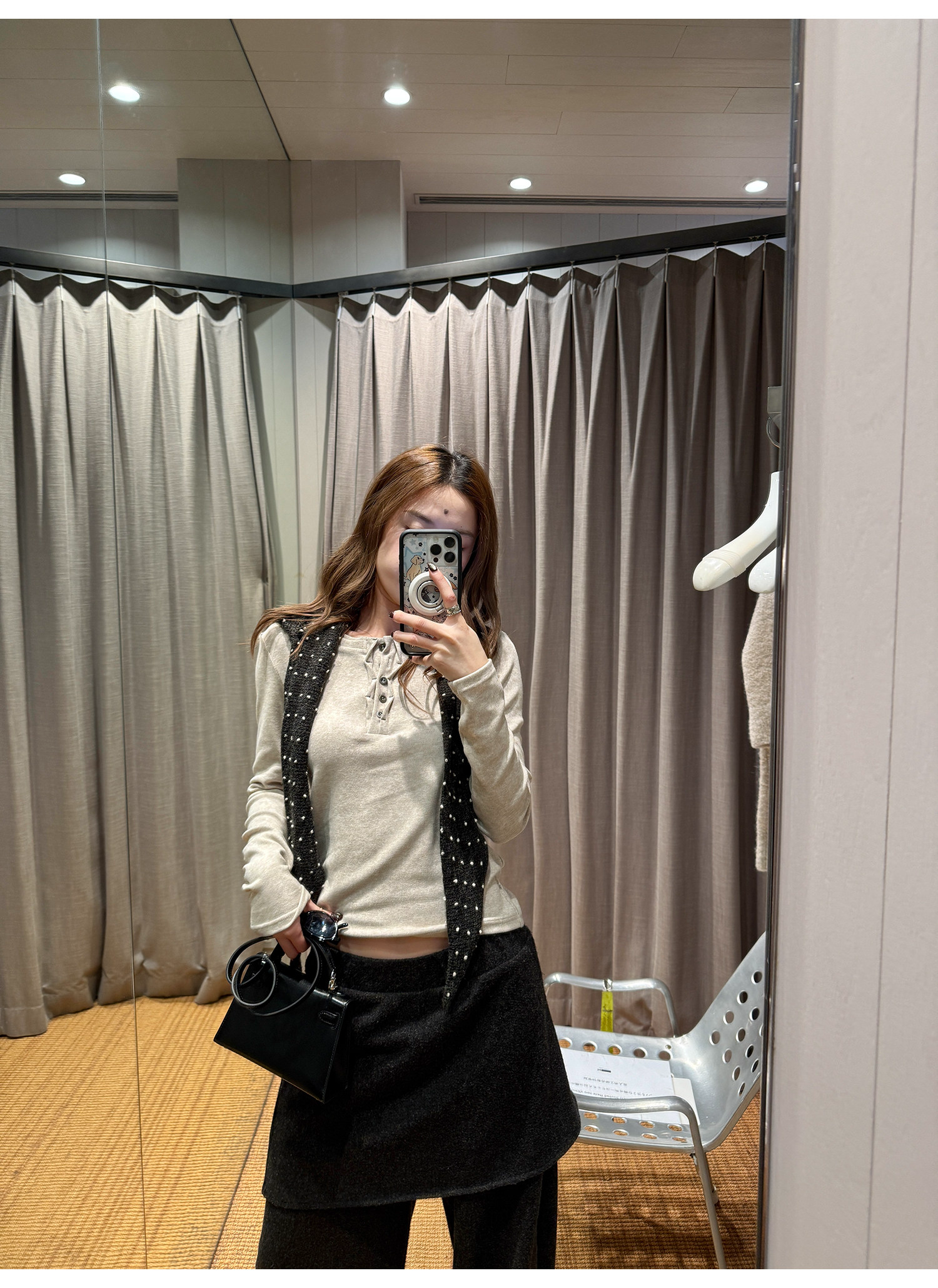 LelyMooch リブ調 ウール風 ヘンリーネックトップス  LEM290