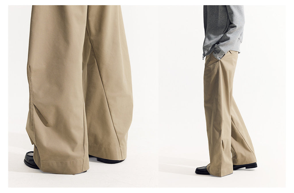 LOM030同型 軽やかな春夏素材 立体カーブワイドパンツ  LOM051