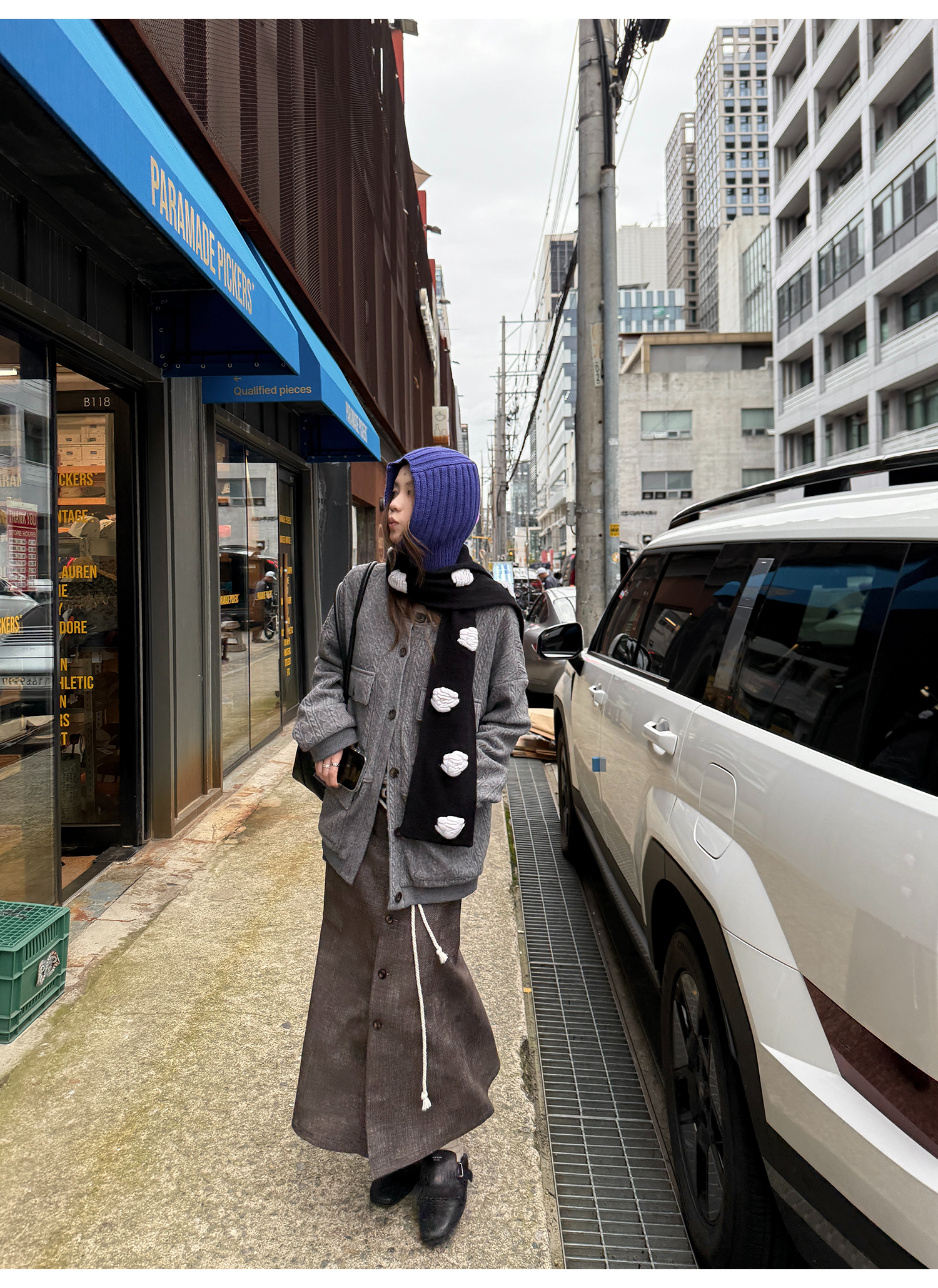 LelyMooch ヴィンテージ絞り編みニットジャケット　LEM263