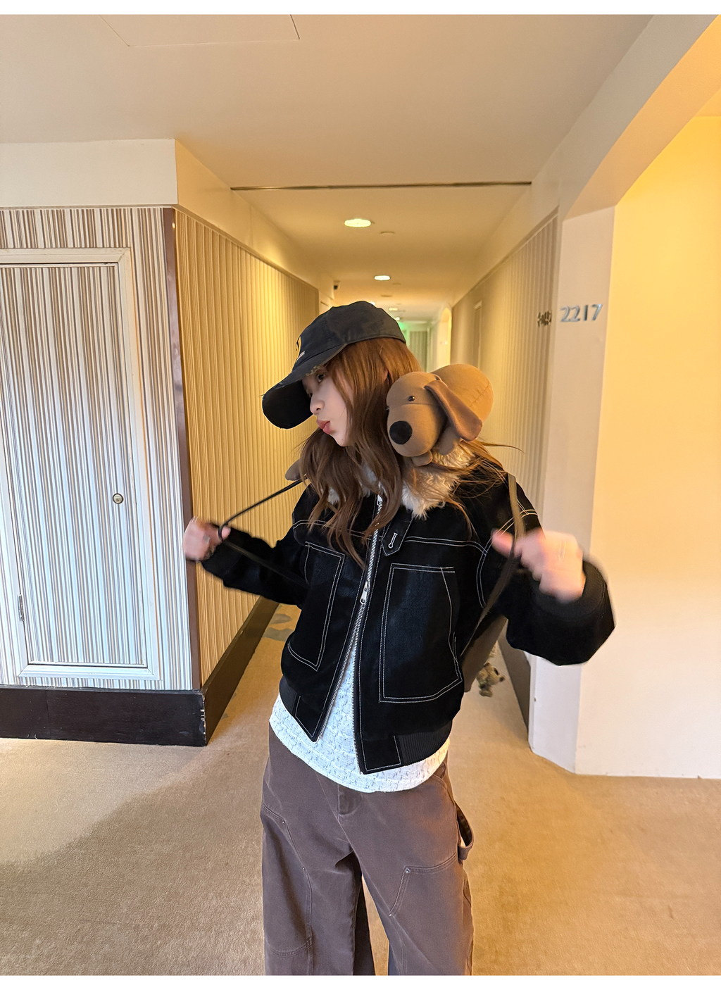 LelyMooch ステッチライン ファージャケット  LEM274