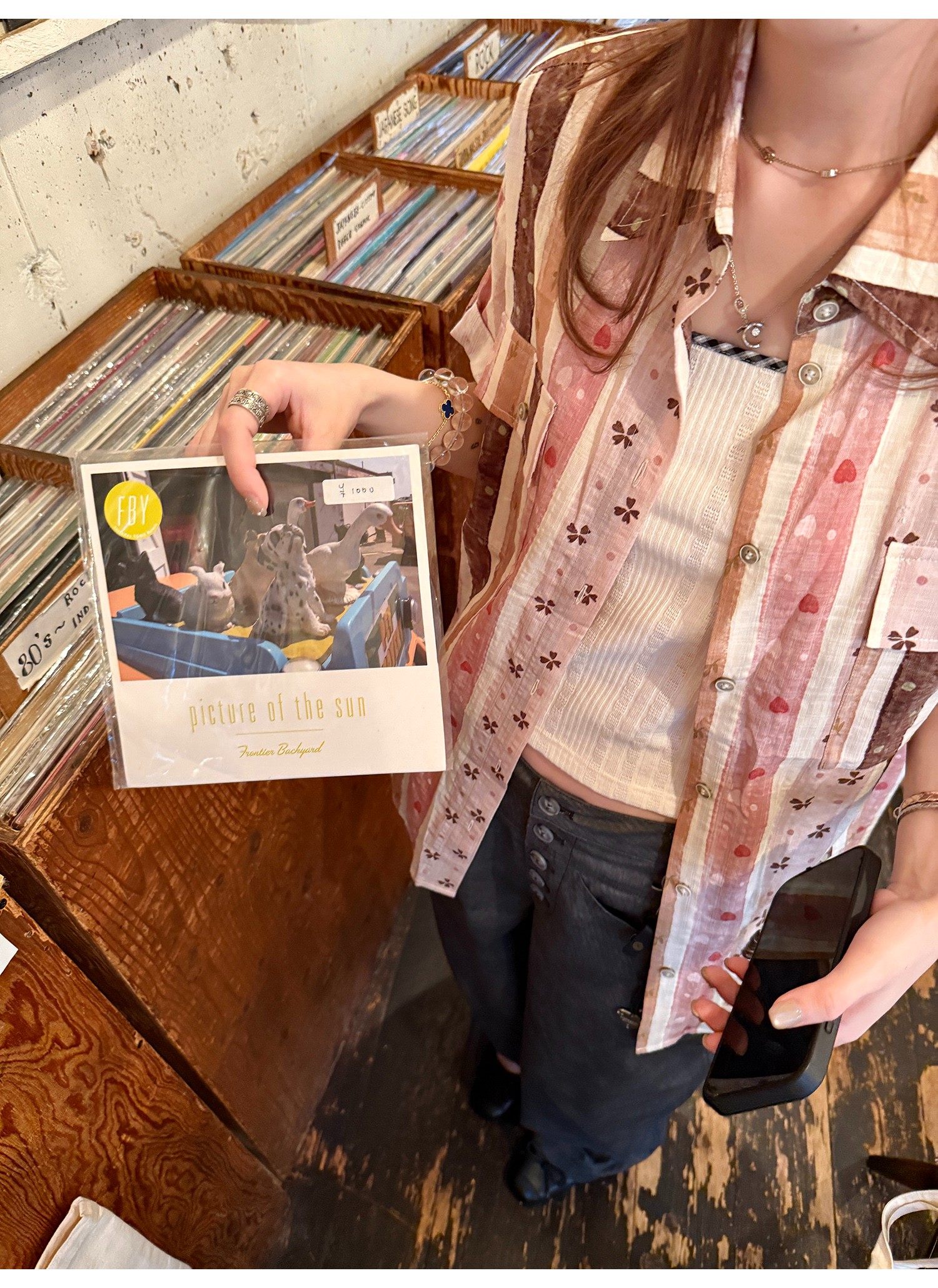 LelyMooch ハート×クローバー柄シャツ  LEM185