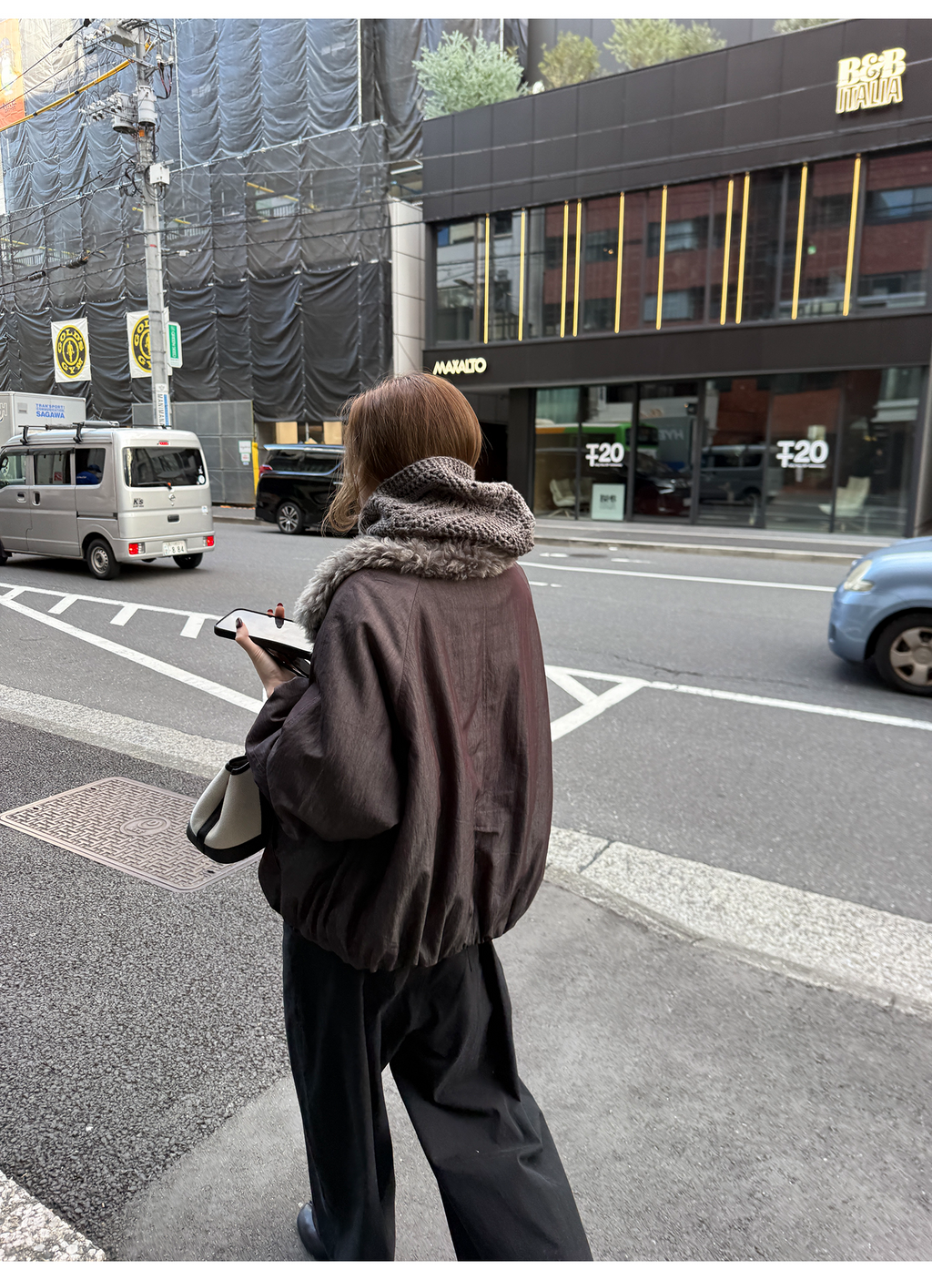 LelyMooch 光沢バイカラーブルゾン｜ボア切替×トグルボタン  LEM280