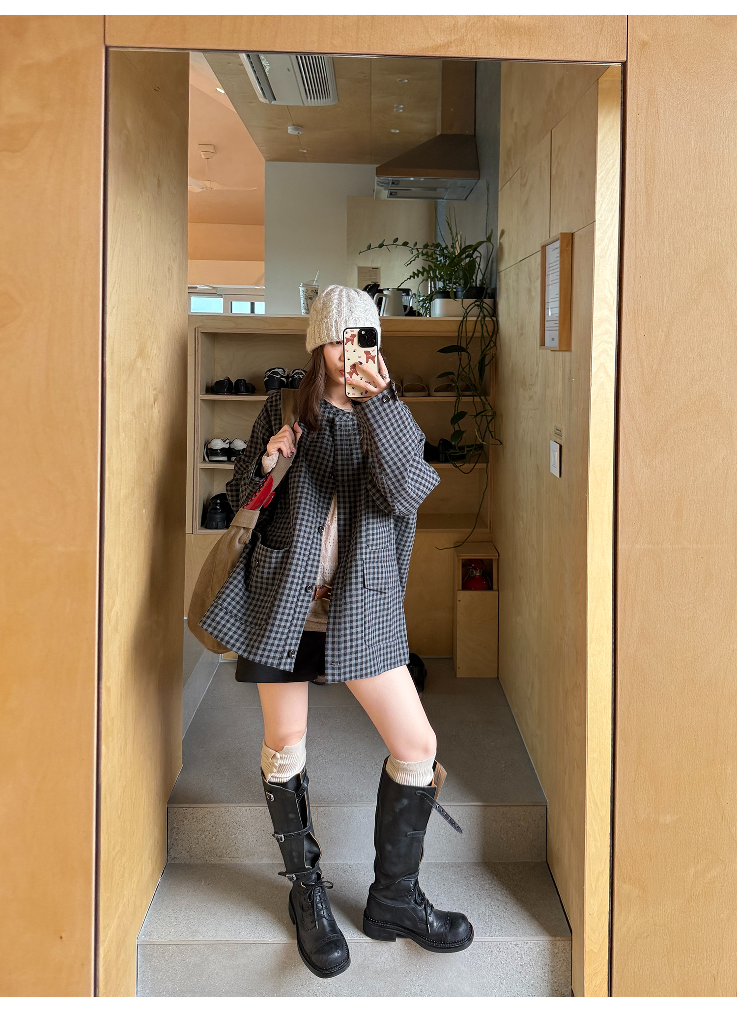 LelyMooch ブラックグレーチェックジャケット  LEM248