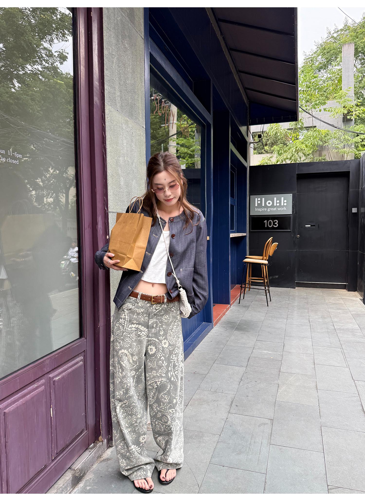 LelyMooch ショート丈 デニム風 ジャケット  LEM222