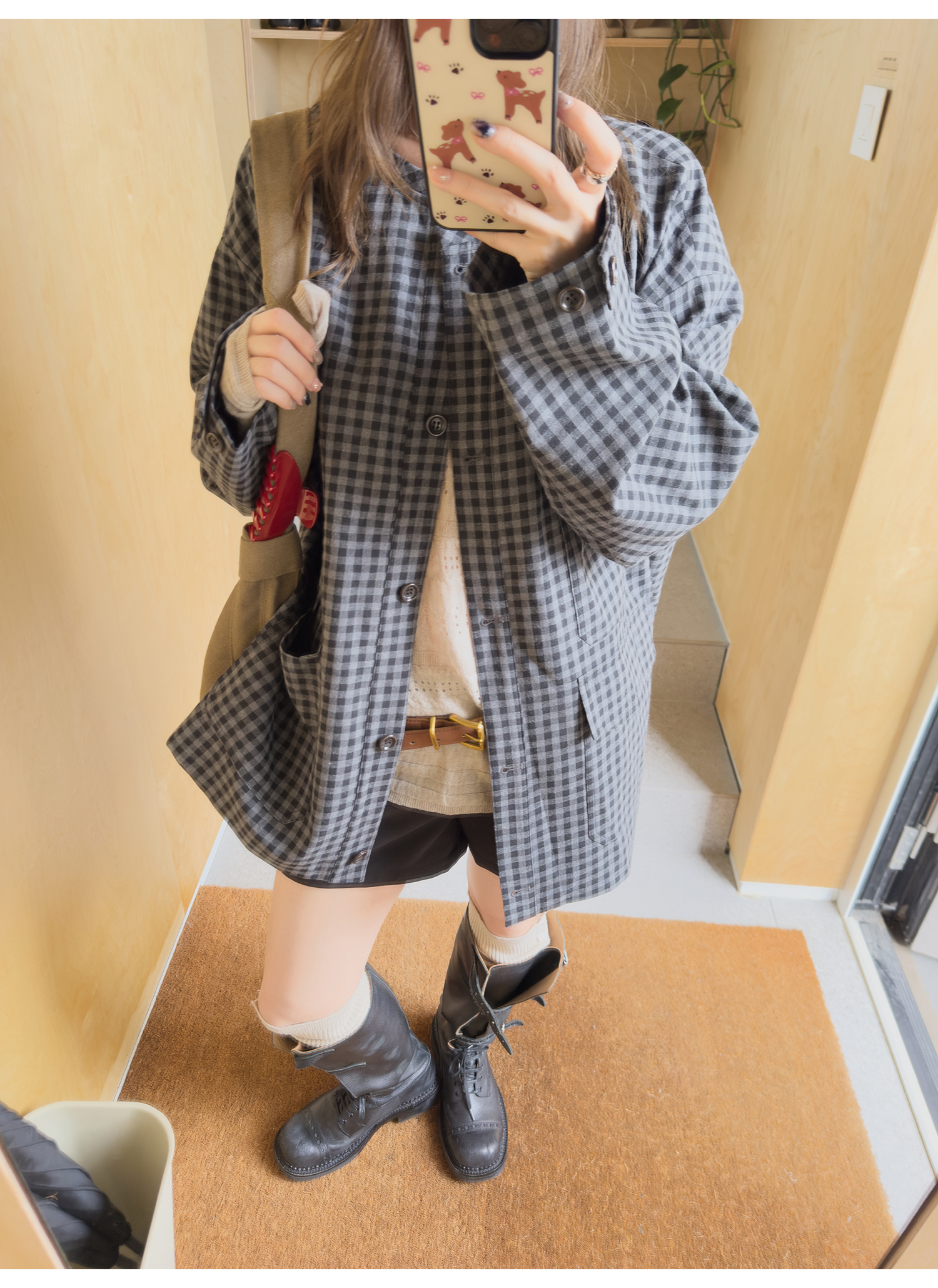 LelyMooch ブラックグレーチェックジャケット  LEM248