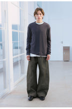 ウォッシュドコットン カーブワイドパンツ  LOM106