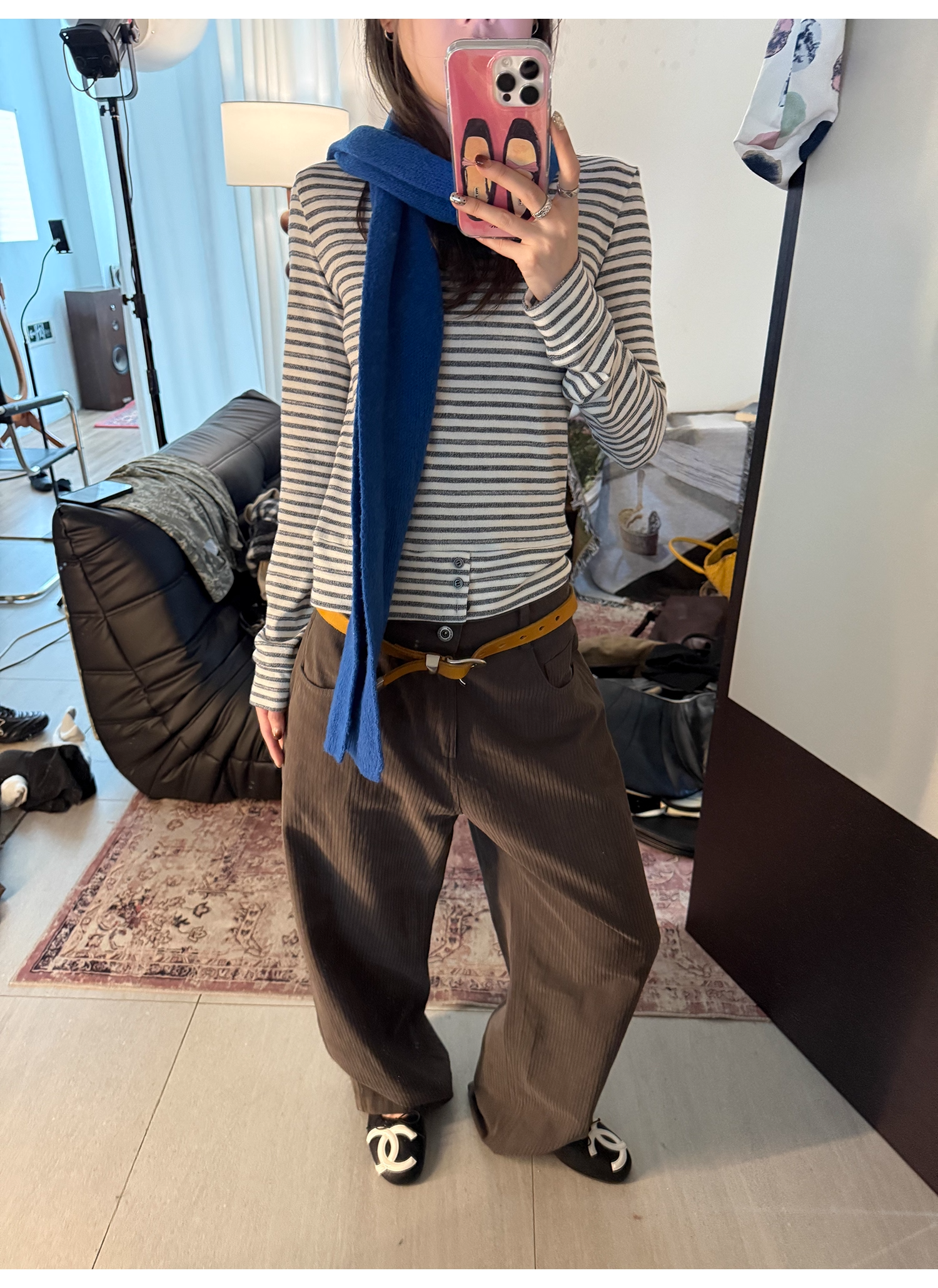 LelyMooch ダークグレーストライプパンツ  LEM244